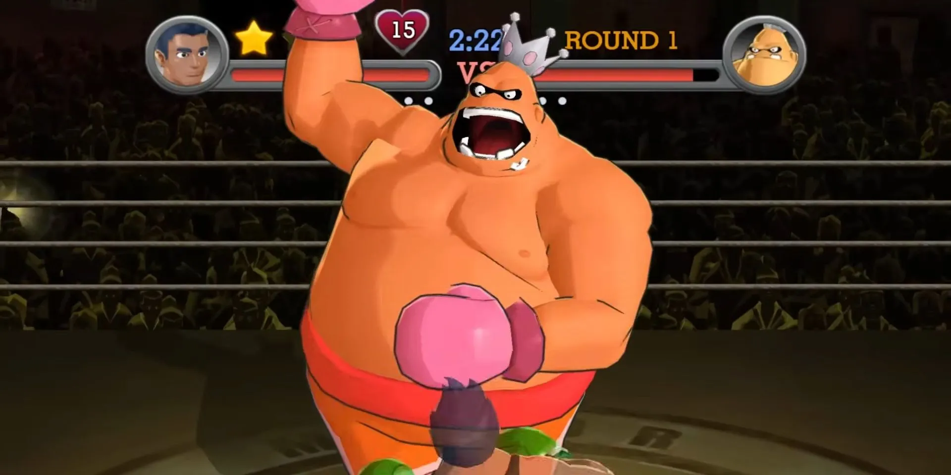 Little Mac đối đầu với King Hippo trong Punch-Out!! phiên bản Wii 2009