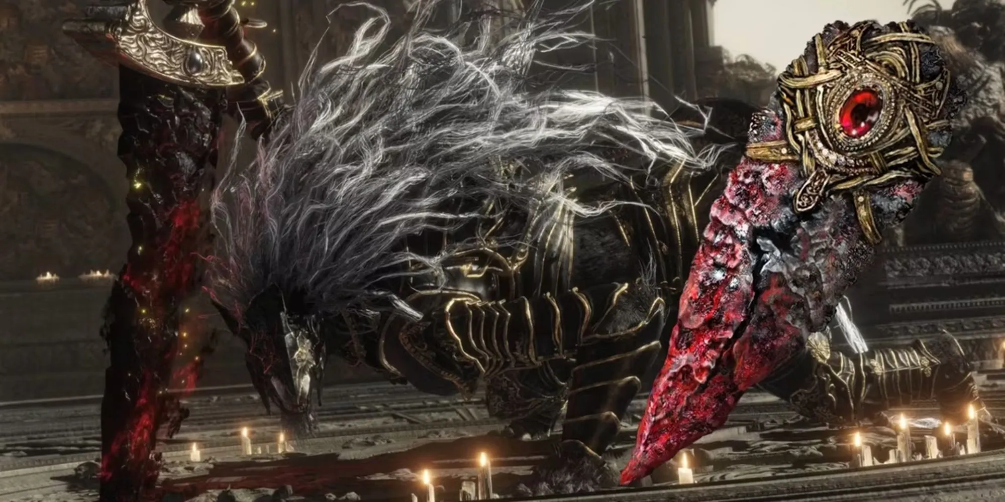 Maliketh The Black Blade và Blasphemous Claw trong Elden Ring, một trận đấu boss quan trọng
