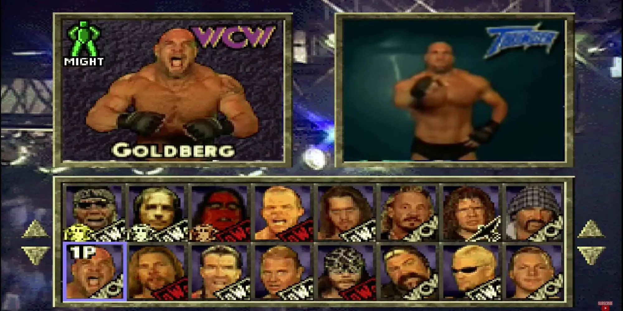 Màn hình chọn nhân vật game WCW/nWo Thunder