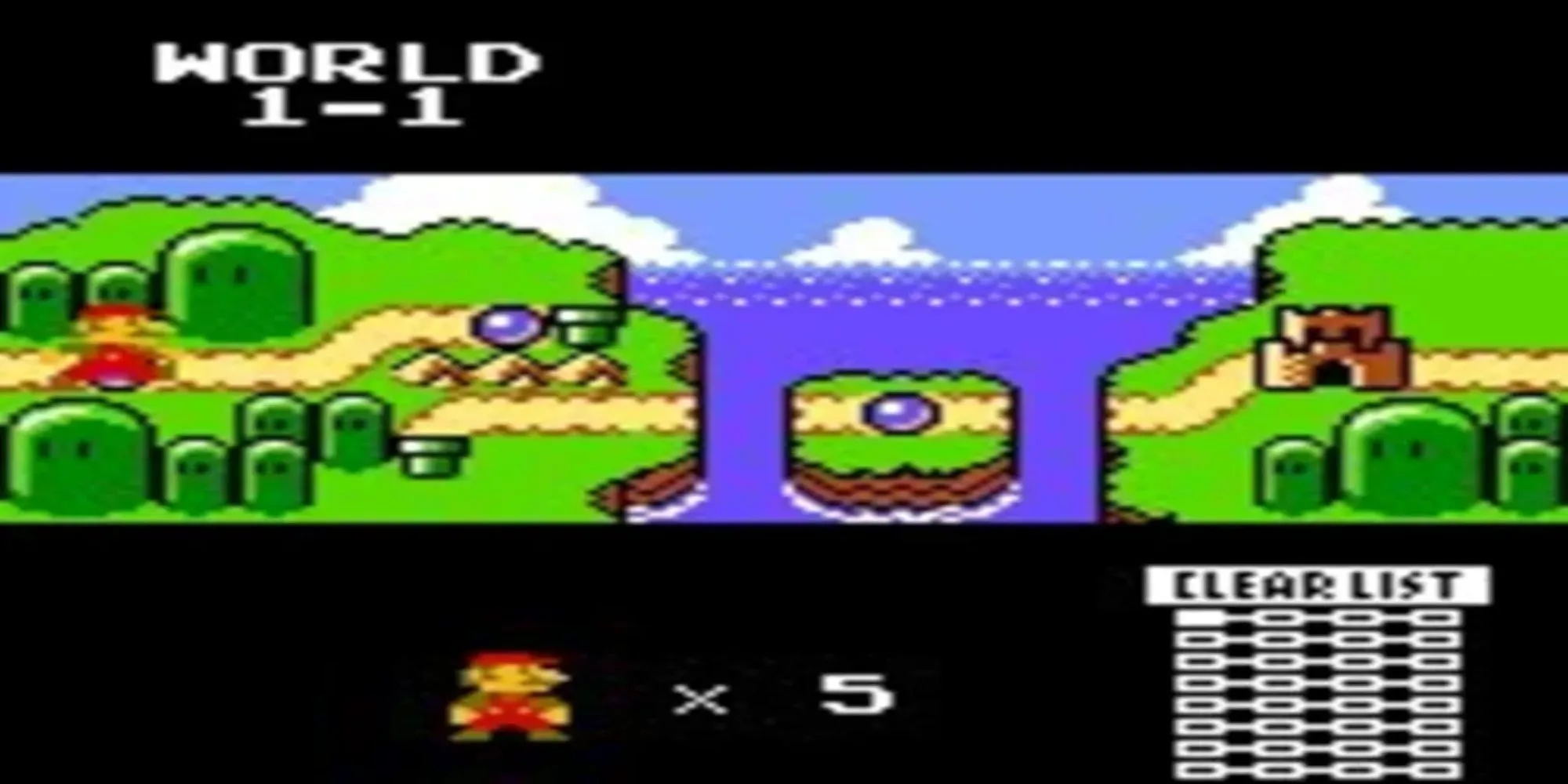 Mario đang nhảy qua chướng ngại vật trong game Super Mario Bros. Deluxe trên Game Boy Color
