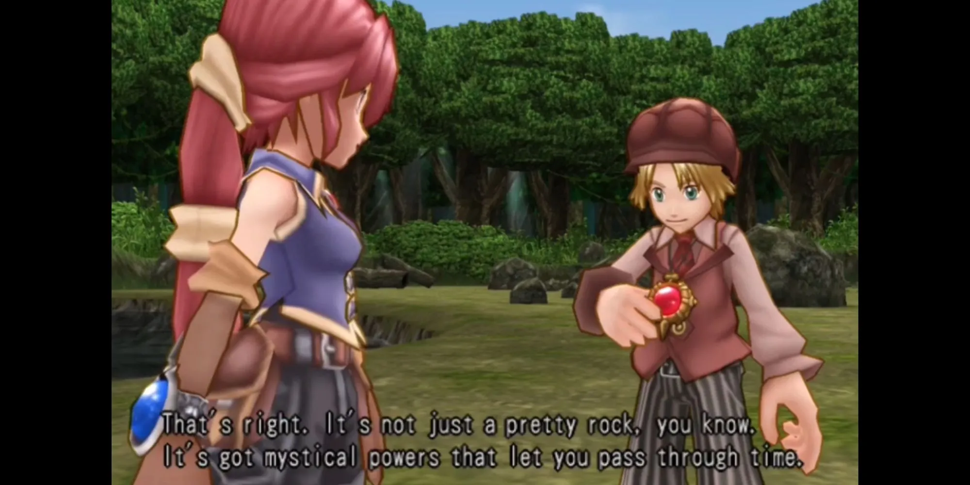 Max và Monica sử dụng đá Atlamilia để du hành thời gian trong Dark Cloud 2