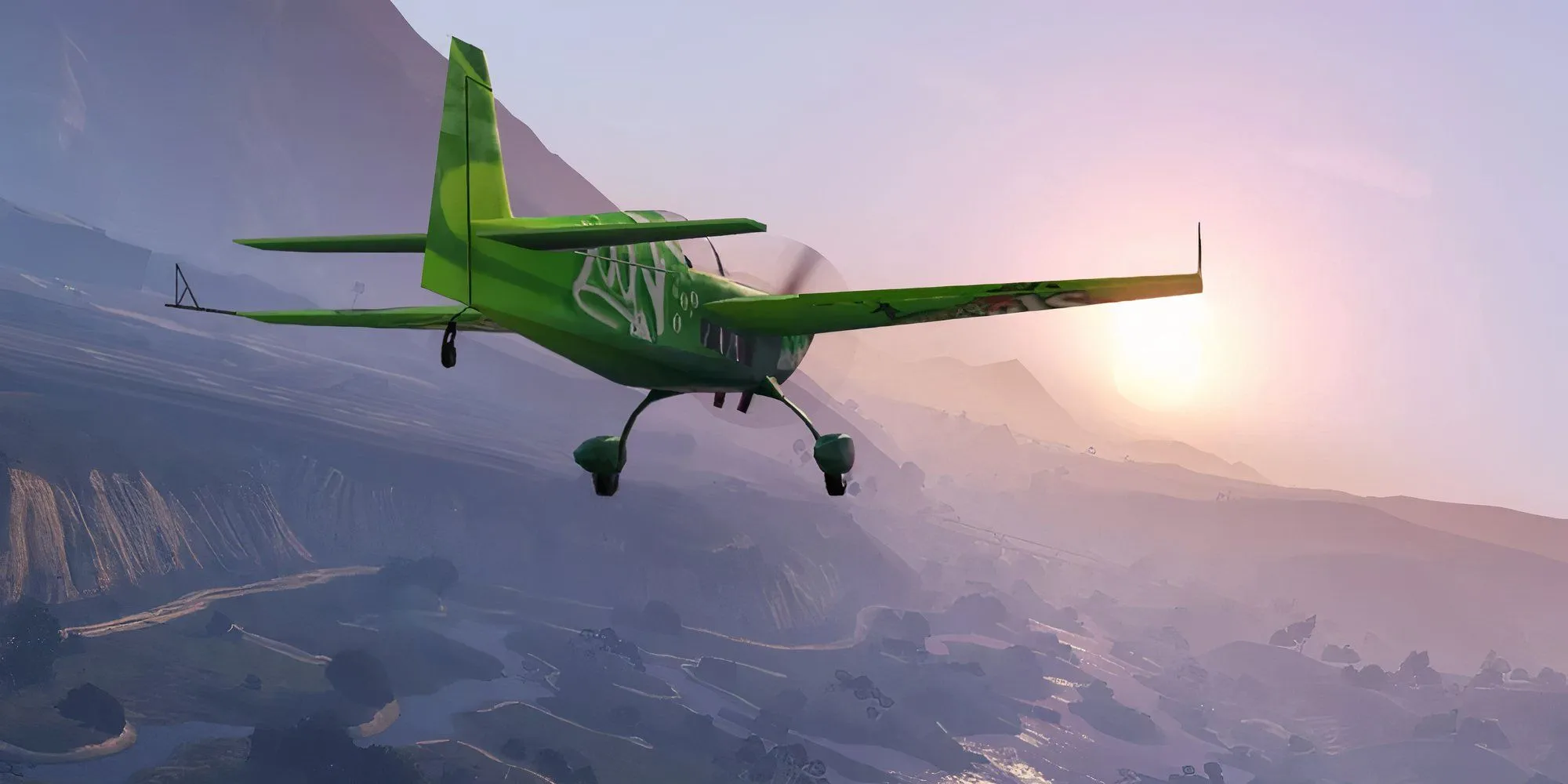 Máy bay đang bay lượn trên bầu trời Los Santos trong Grand Theft Auto 5