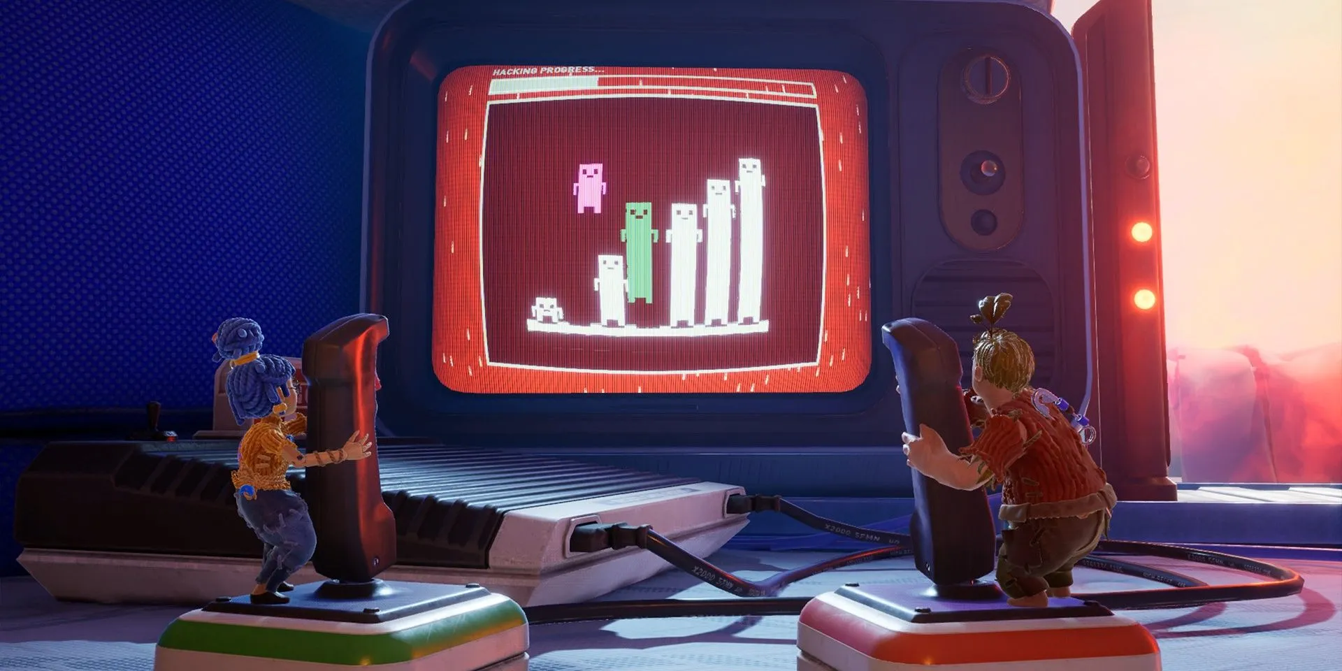 May và Cody chơi game trong It Takes Two phiêu lưu co-op