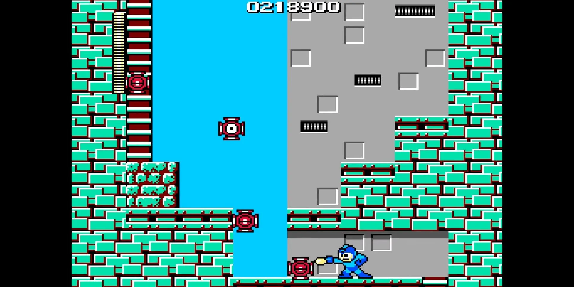 Mega Man chiến đấu với kẻ thù trong game platformer kinh điển
