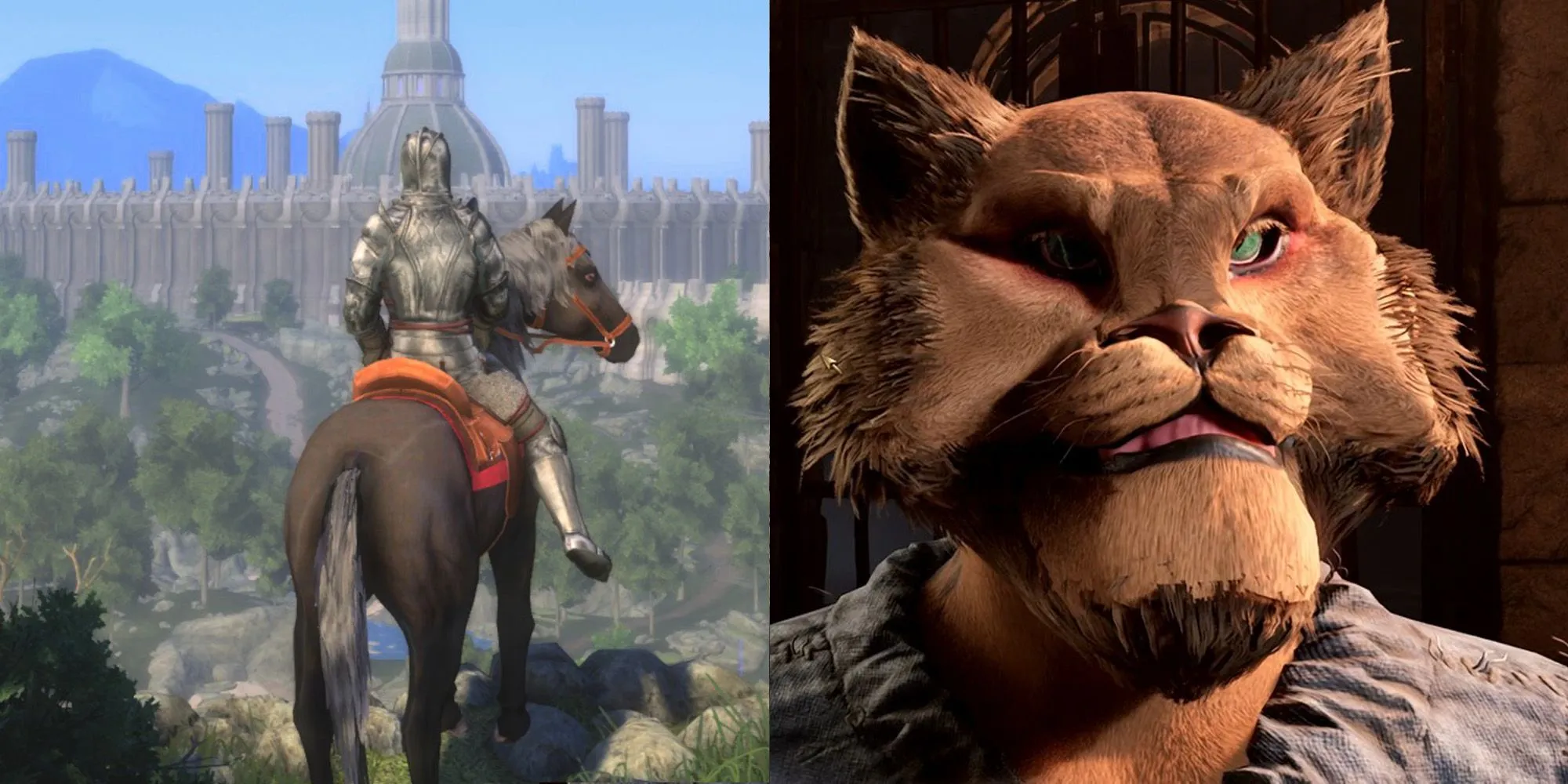 Mô tả hình ảnh so sánh đồ họa giữa Skyblivion và Oblivion Remastered, hai dự án tái hiện game Oblivion