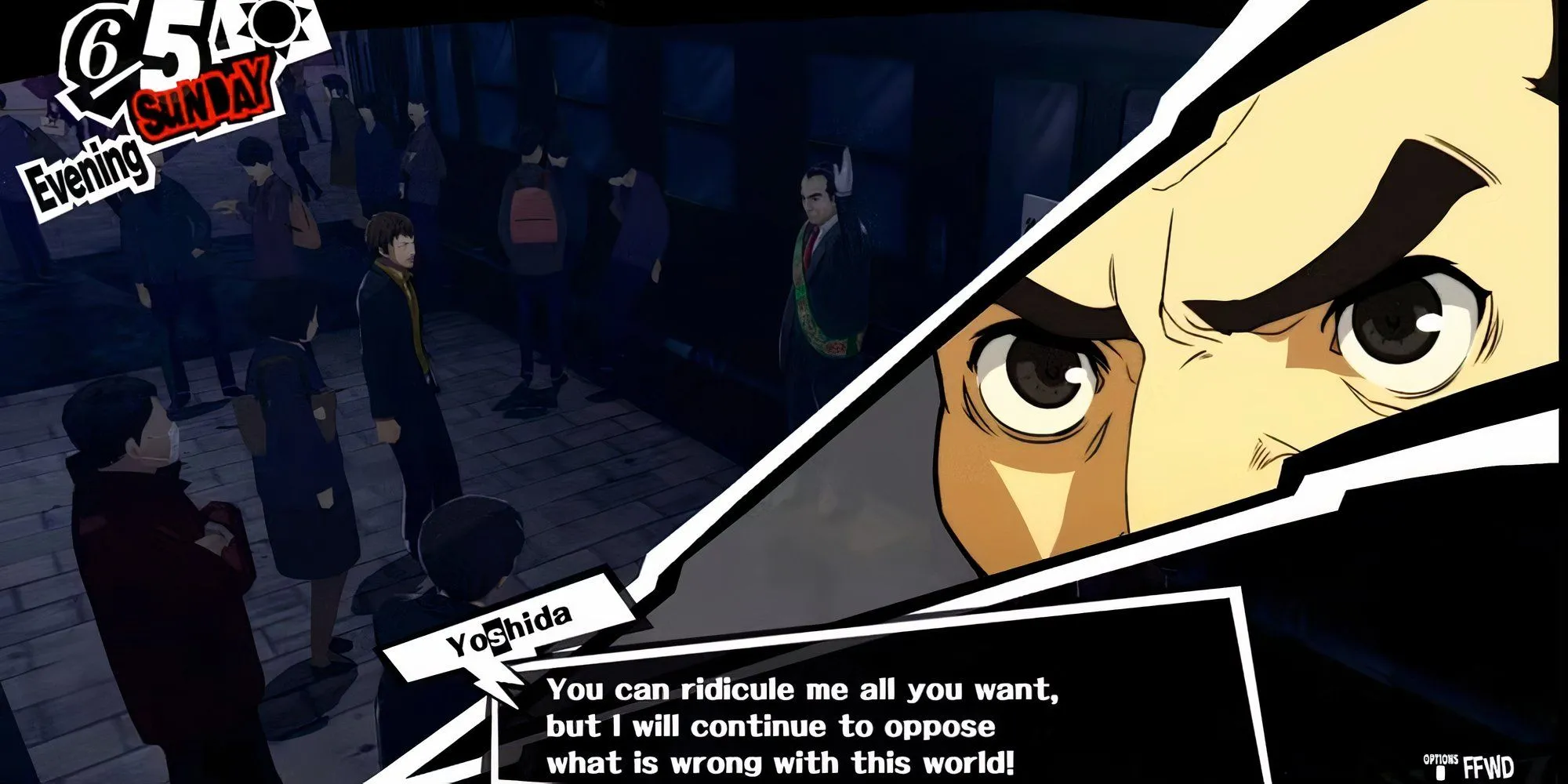 Một đoạn hội thoại quan trọng với Toranosuke Yoshida trong Persona 5 Royal, quyết định điểm Confidant.