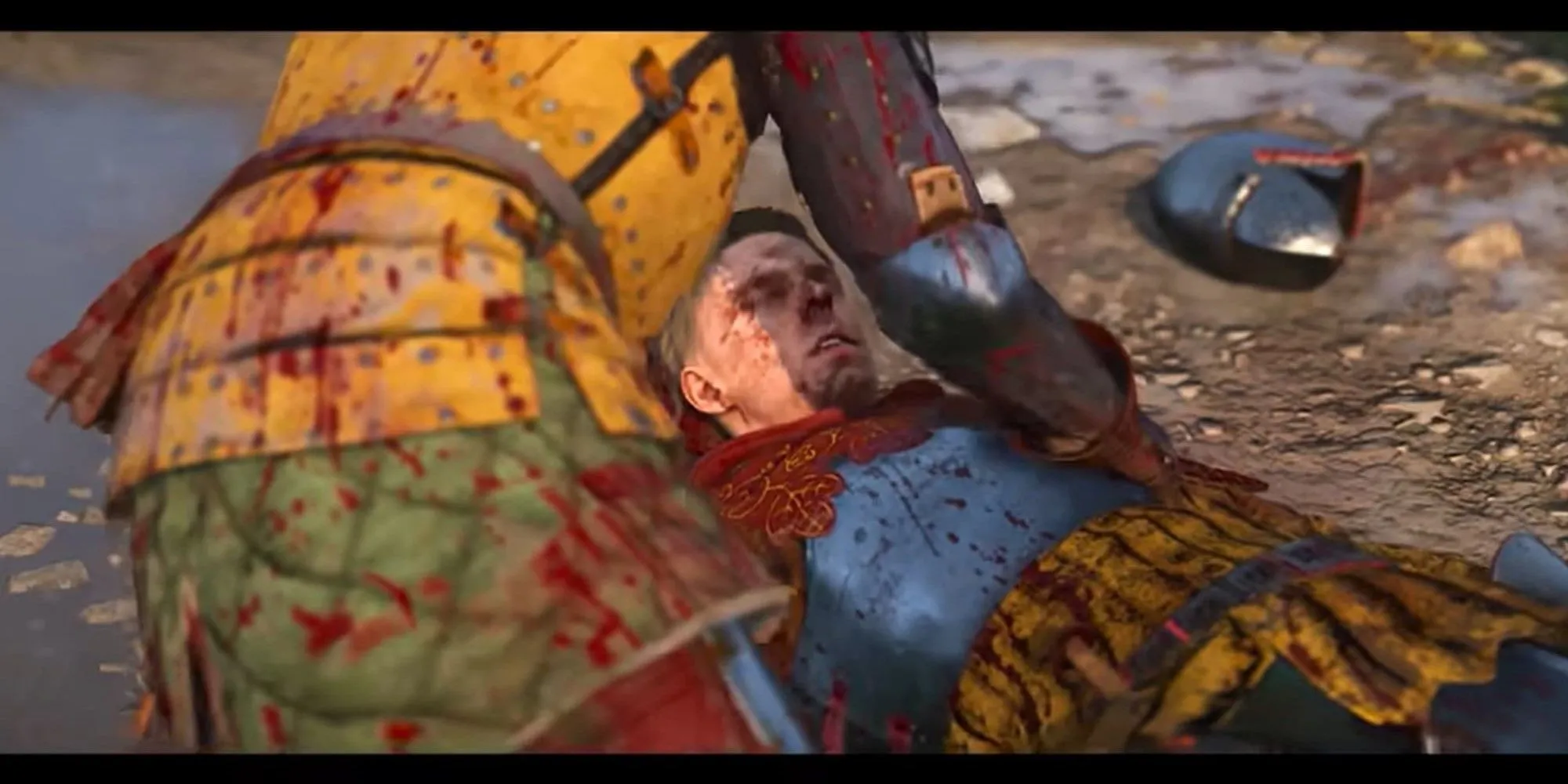 Một người đàn ông bị thương trong Kingdom Come Deliverance 2, thể hiện sự khốc liệt của chiến đấu