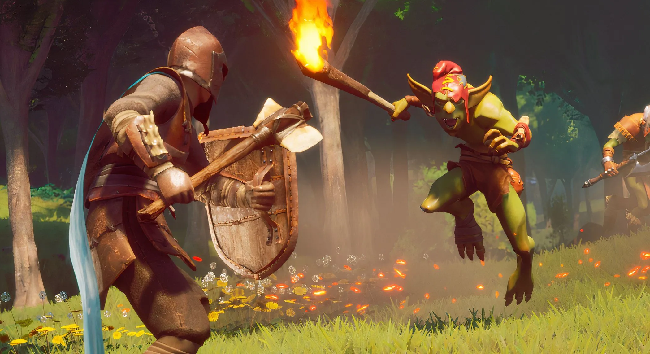 Người chơi RuneScape: Dragonwilds chiến đấu với goblin trong thế giới Ashenfall