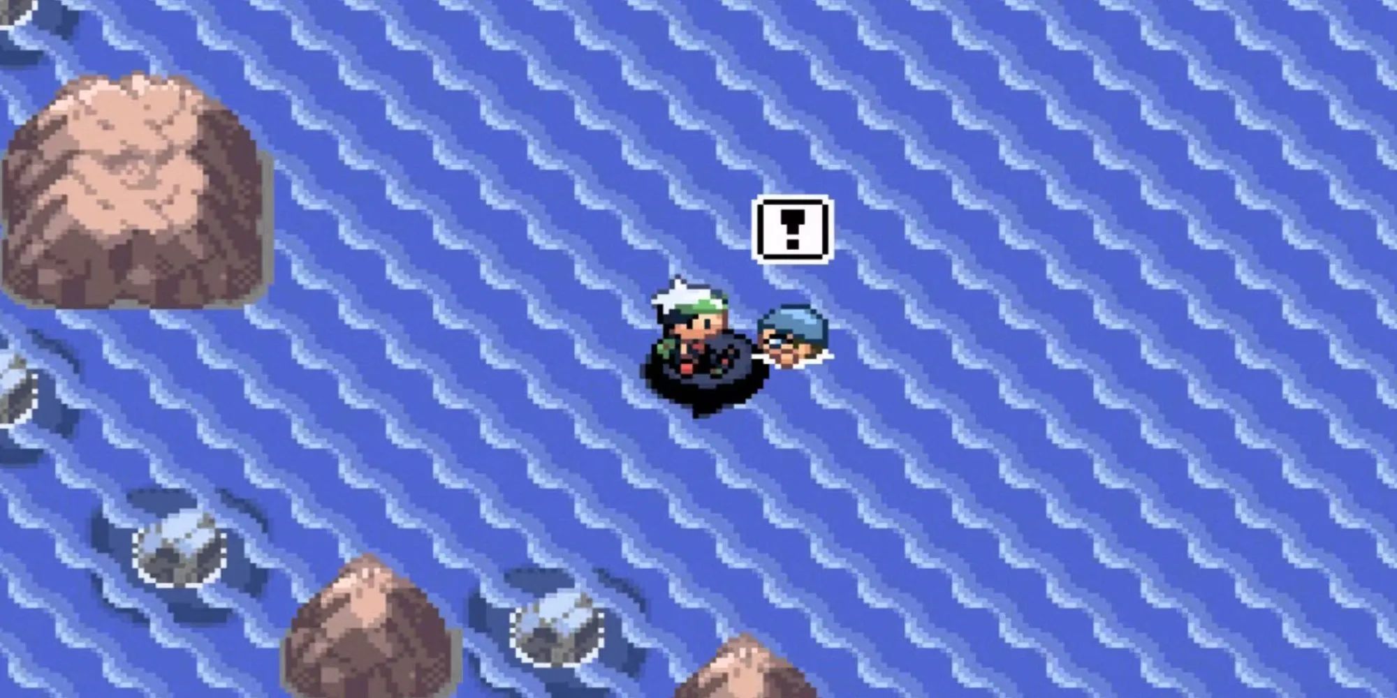 Người chơi sử dụng kỹ năng lướt sóng trong Pokémon Ruby Sapphire tại vùng Hoenn