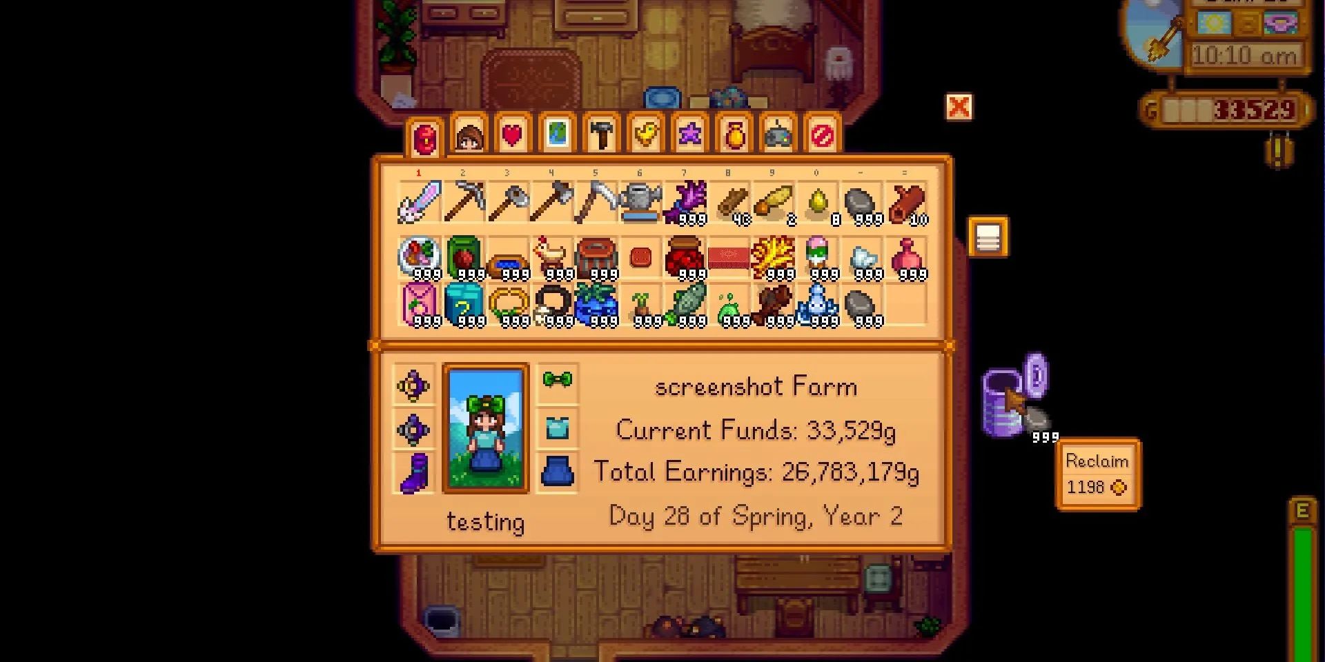Người chơi sử dụng nâng cấp Thùng rác Iridium trong Stardew Valley