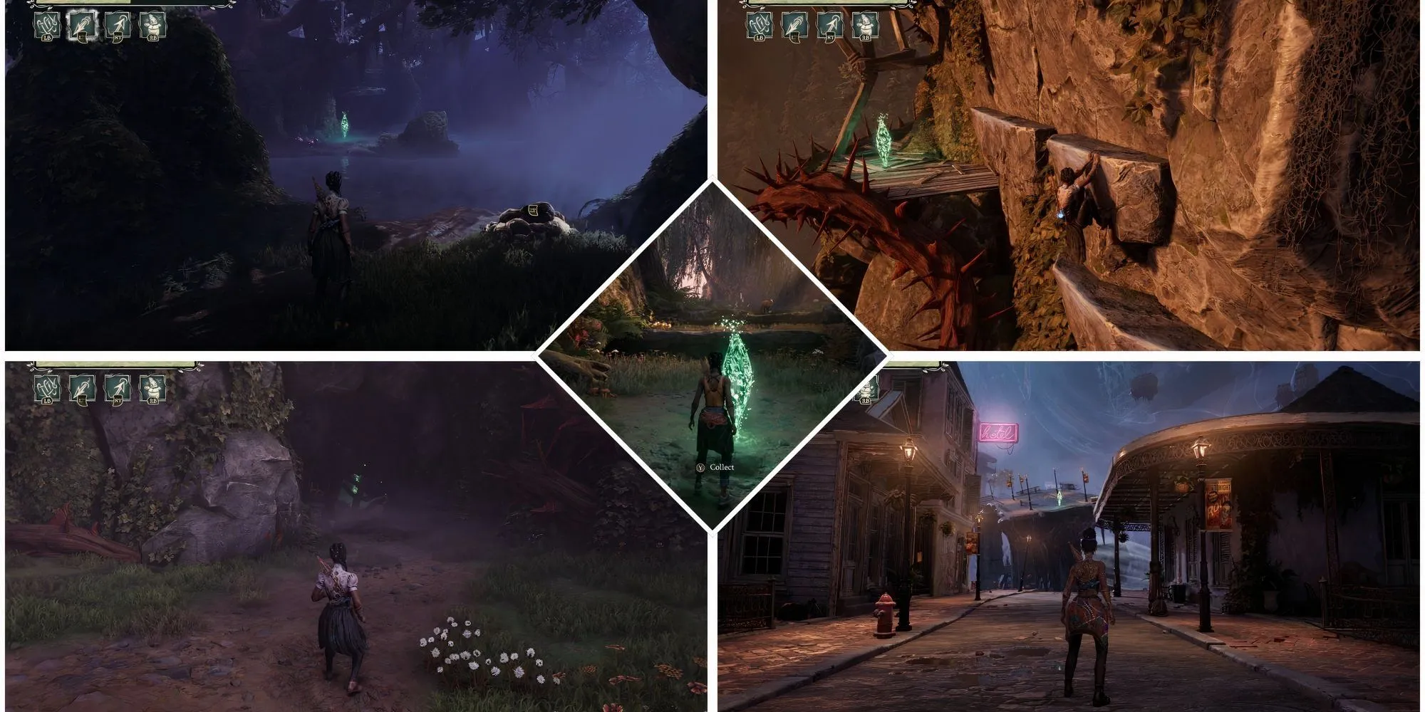 Người chơi thu thập vật phẩm tăng máu trong môi trường game South of Midnight