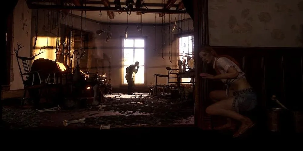 Người sống sót lẩn trốn trong game Texas Chain Saw Massacre