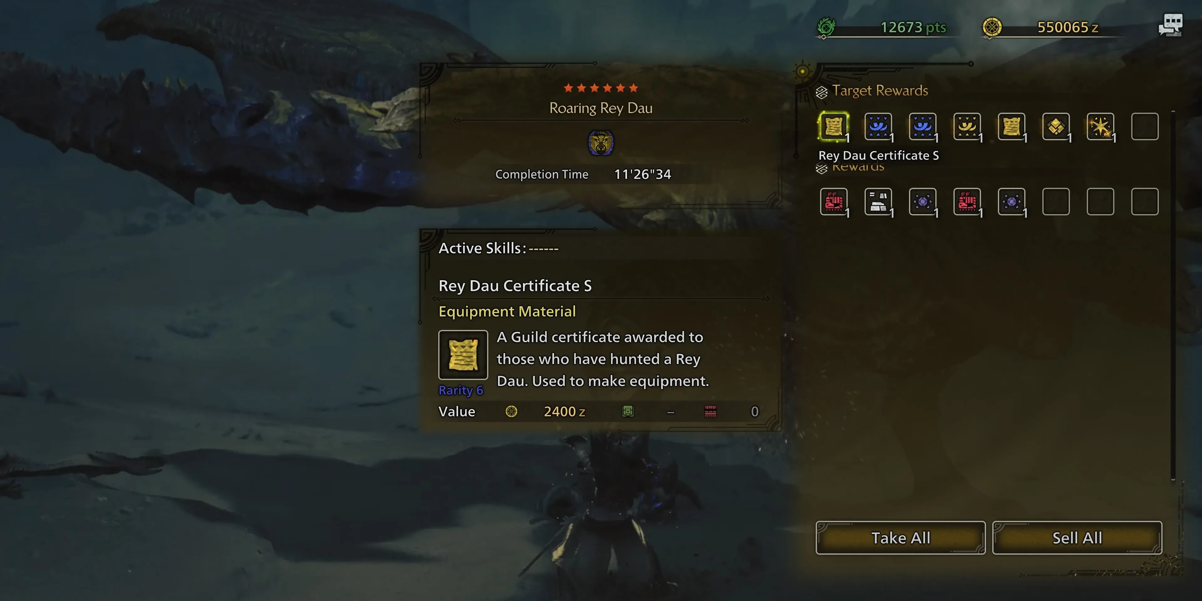 Nguyên liệu quý hiếm nhận được sau khi đánh bại Rey Dau trong Monster Hunter Wilds