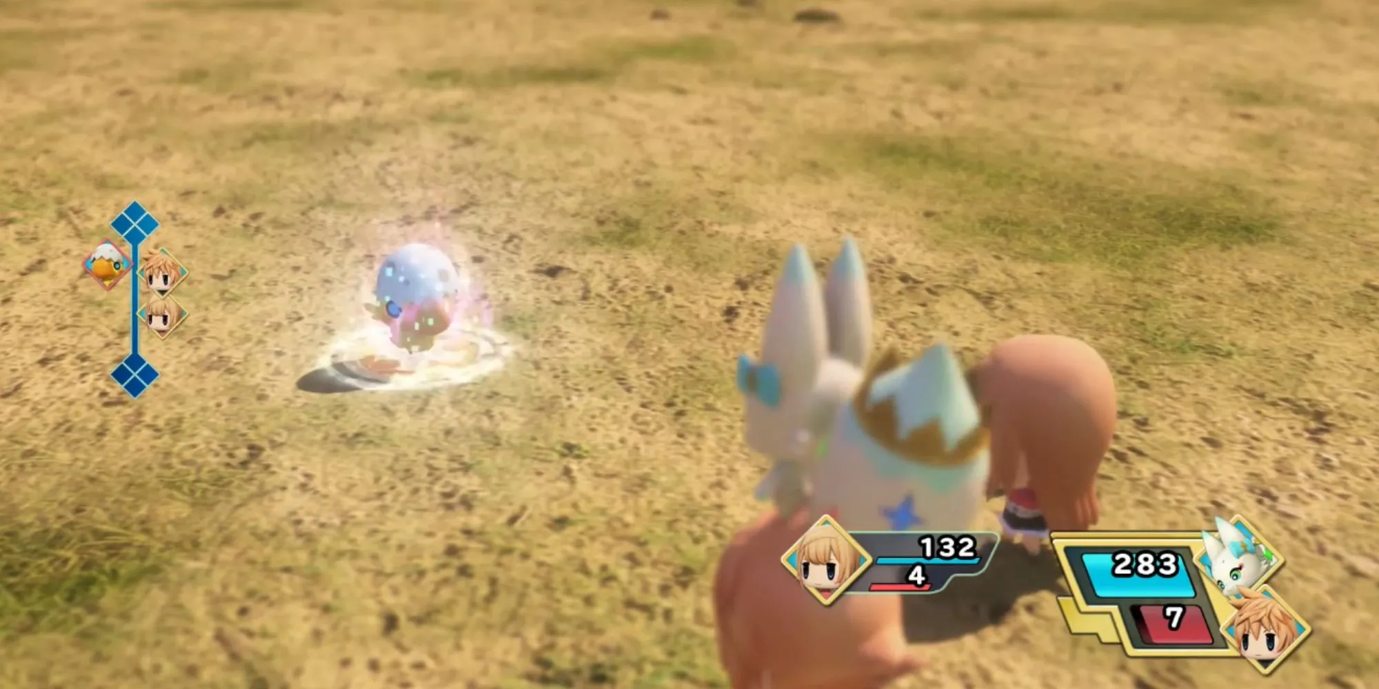 Nhân vật chính và các Mirage xếp chồng trong World of Final Fantasy sử dụng hệ thống ATB.