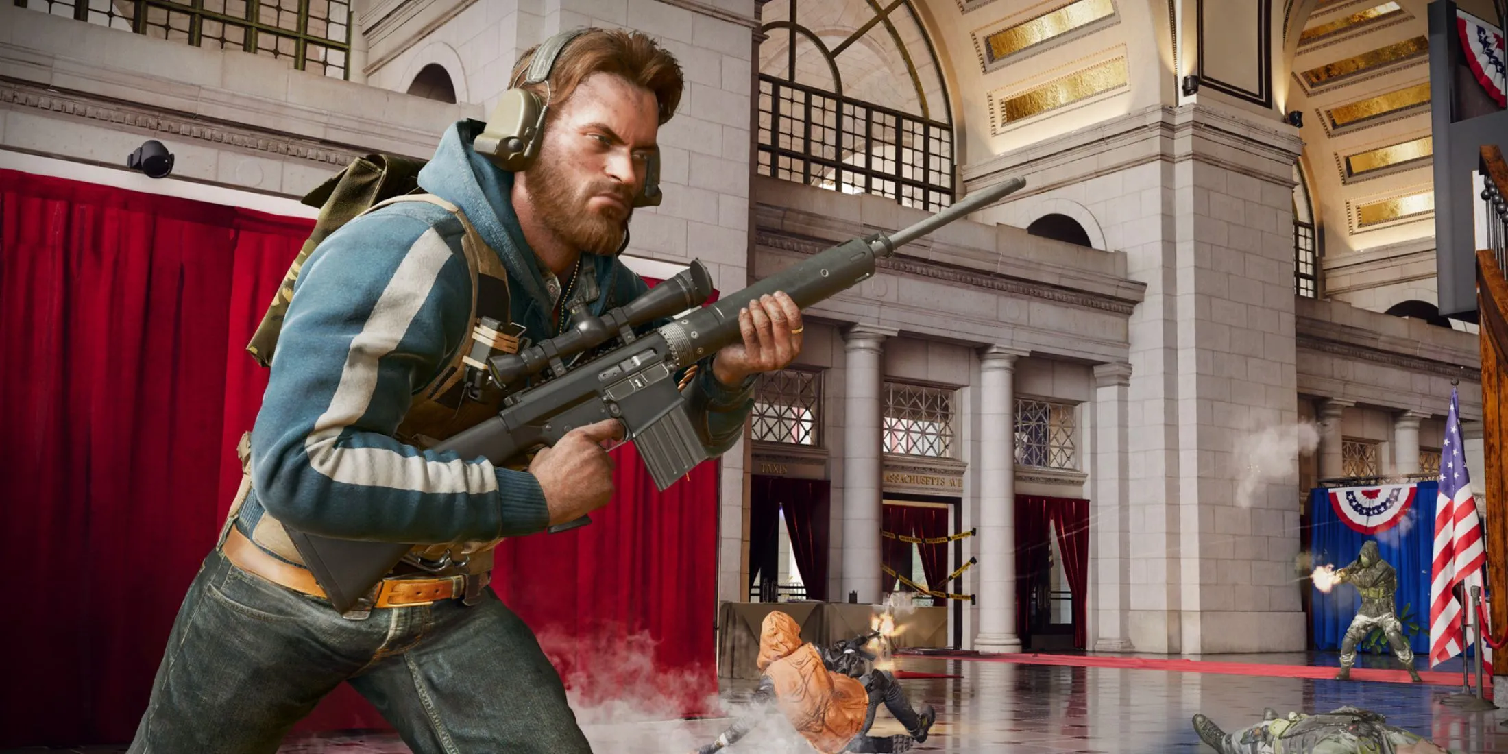 Nhân vật đặc nhiệm trong Call of Duty Black Ops 6 chạy giữa khung cảnh chiến trường - tựa game cũng gây tranh cãi vì sử dụng AI