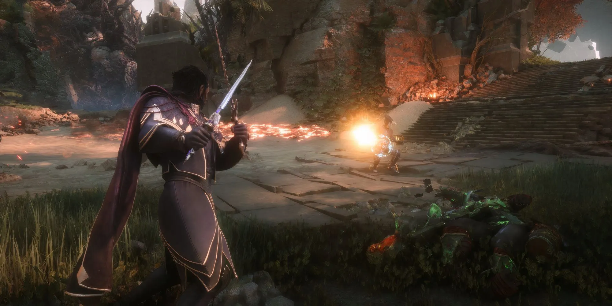 Nhân vật Lucanis trong Dragon Age The Veilguard đang chiến đấu