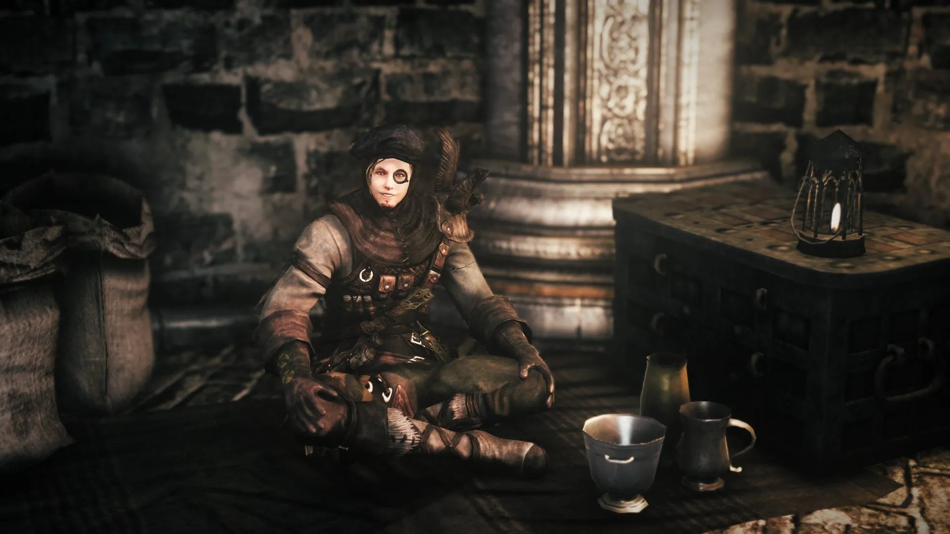 Nhân vật Magerold of Lanafir đang ngồi trong game Dark Souls 2