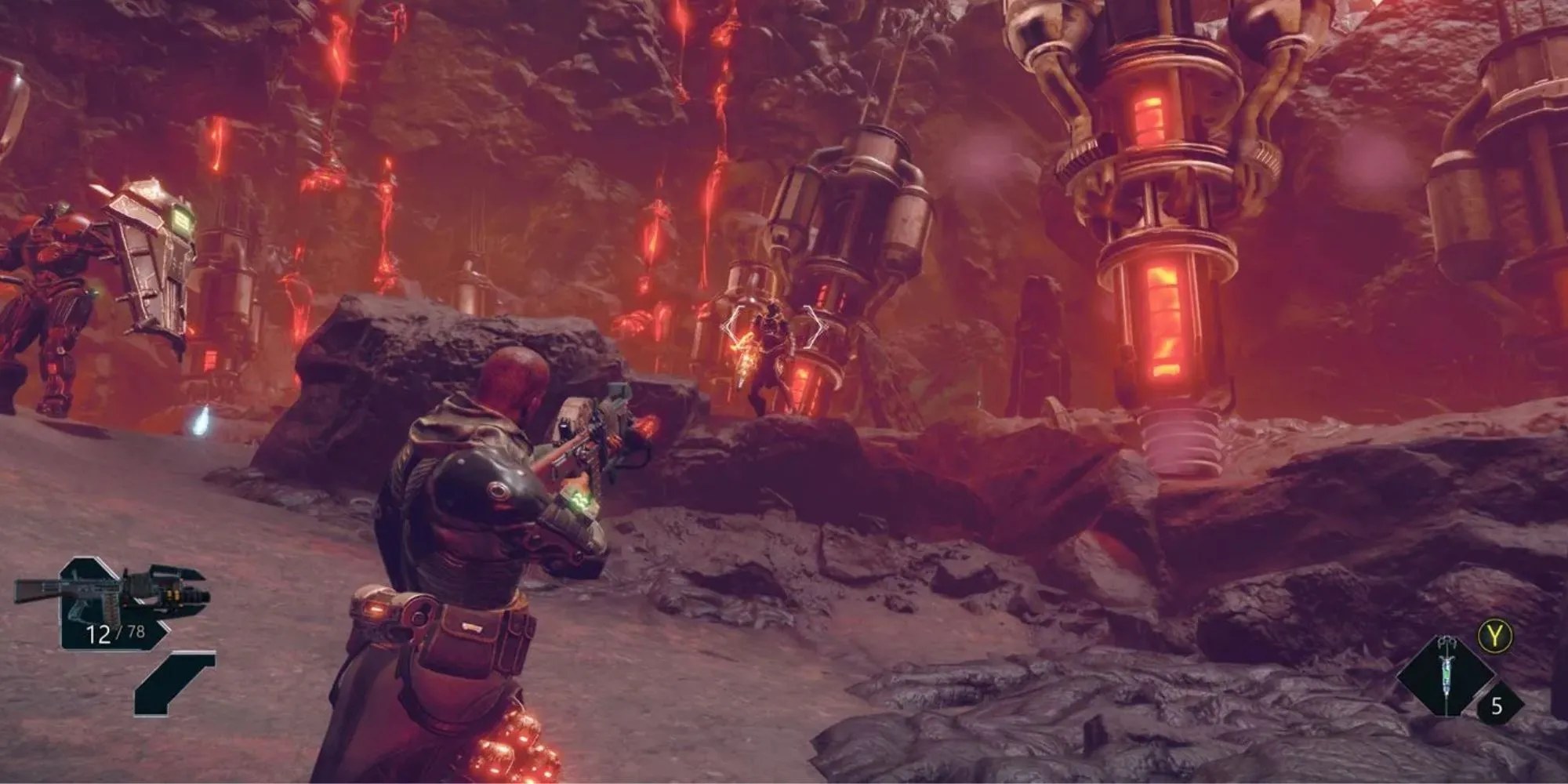 Nhân vật sử dụng súng trong Immortal: Unchained - một tựa game soulslike khoa học viễn tưởng với cơ chế chiến đấu vụng về.