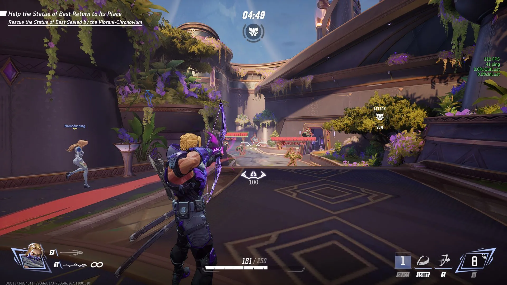 Nhân vật trong game Marvel Rivals đang chiến đấu với hiệu ứng kỹ năng đẹp mắt