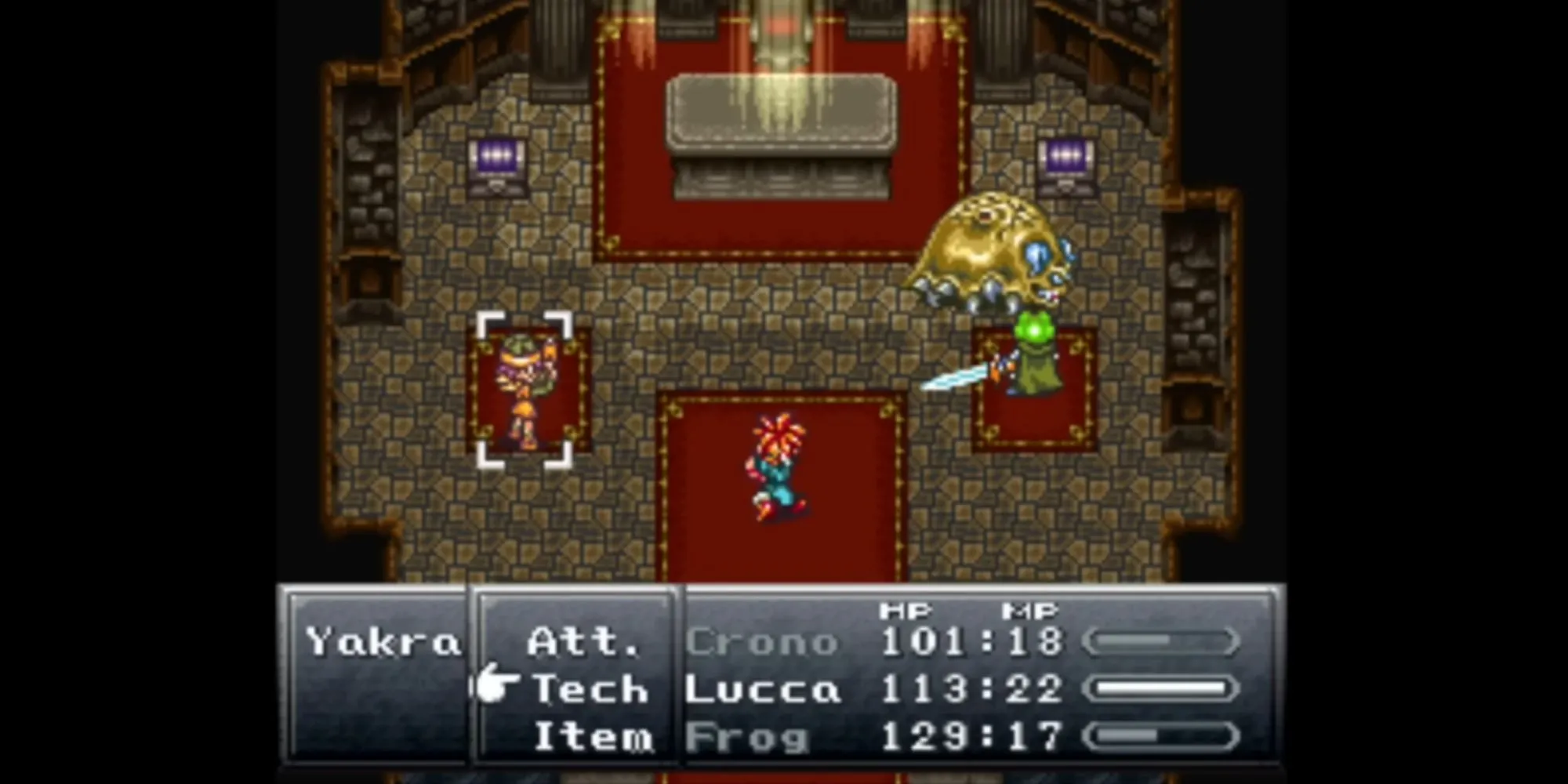 Nhóm Chrono thực hiện kỹ năng kết hợp trong hệ thống ATB trứ danh của Chrono Trigger.