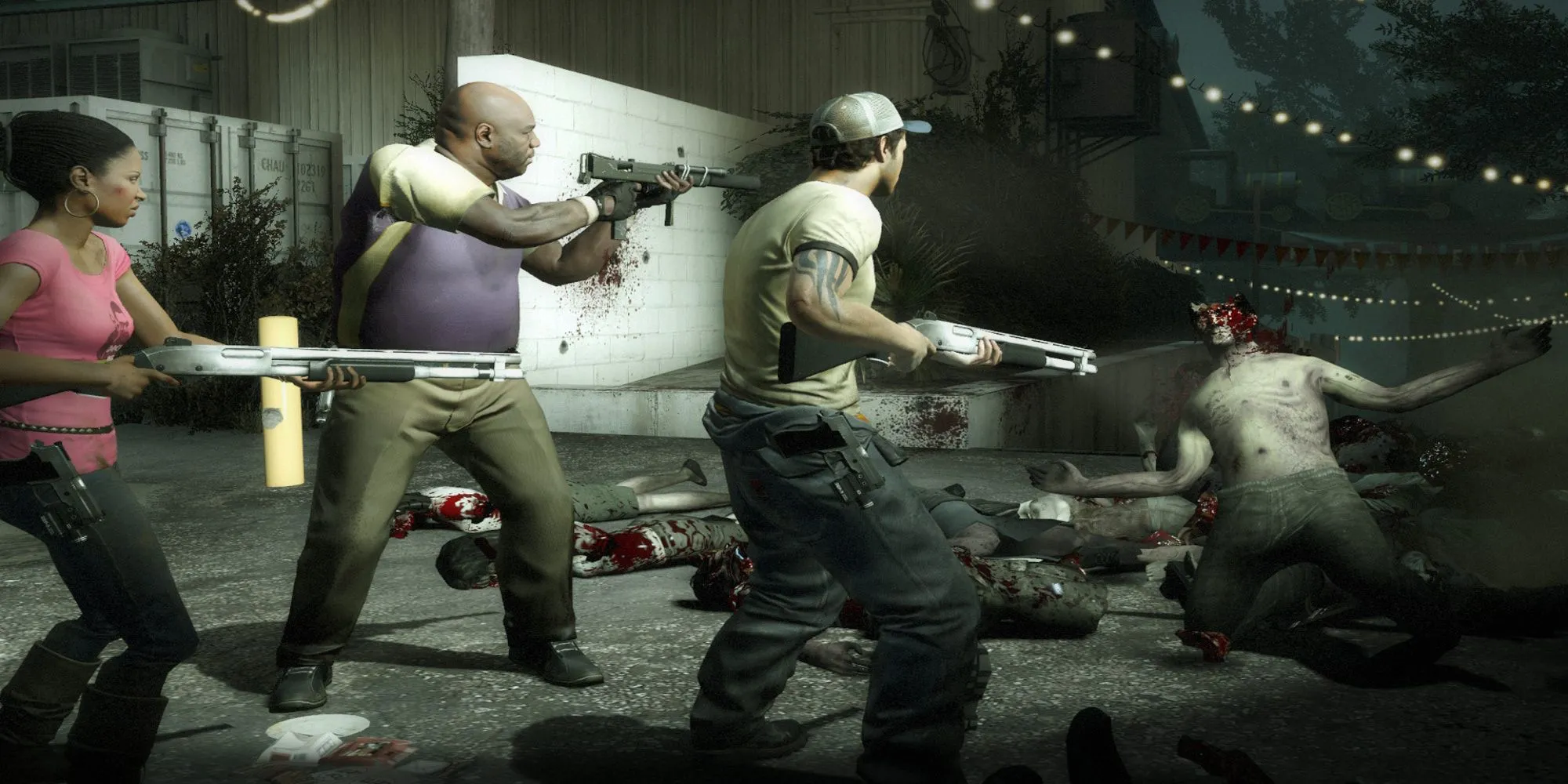Nhóm người sống sót chiến đấu chống lại bầy zombie trong Left 4 Dead 2