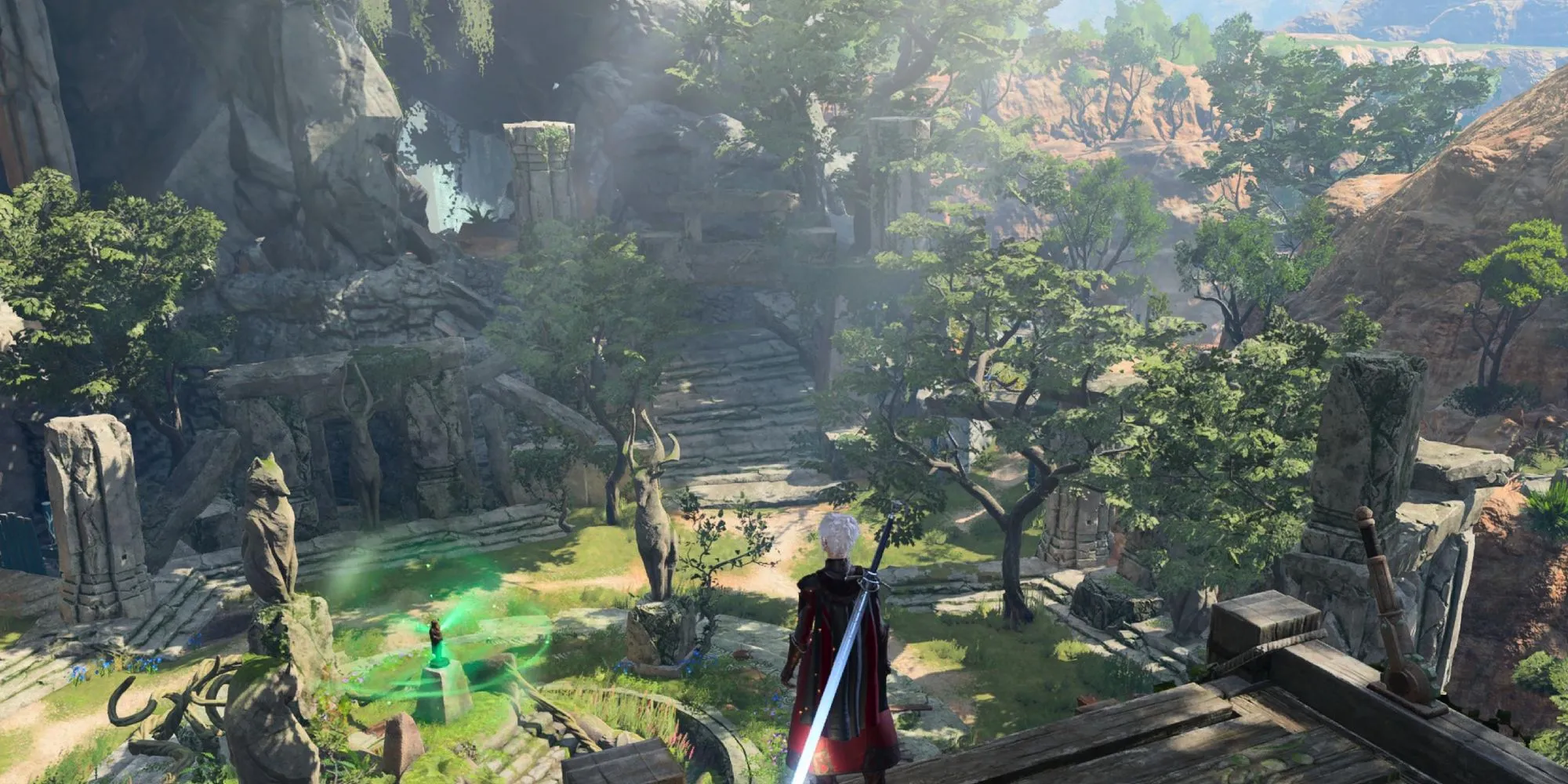 Nhóm nhân vật phiêu lưu tại Emerald Grove trong thế giới rộng lớn của Baldur's Gate 3