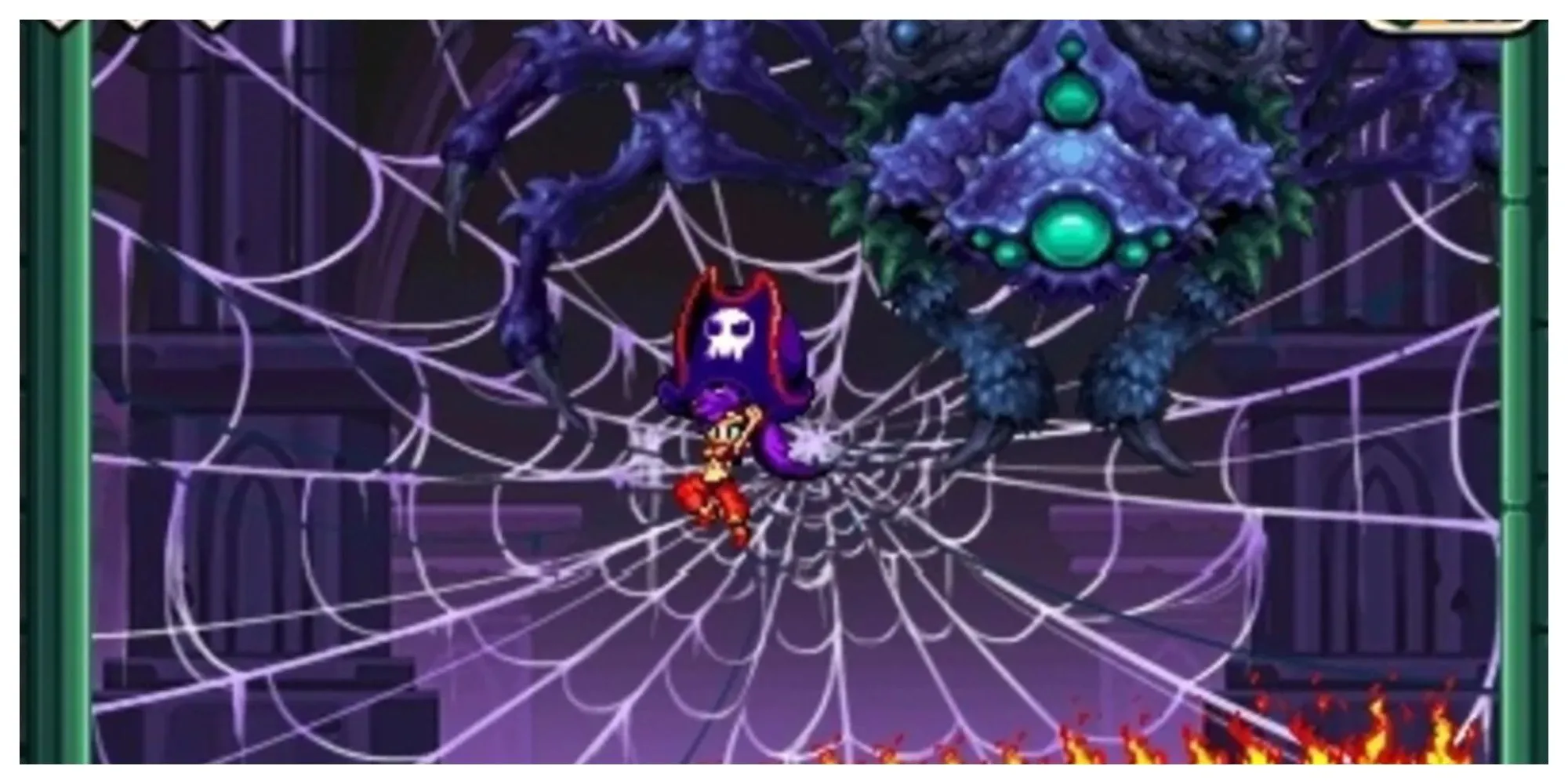 Nữ thần Shantae và Risky Boots trong Shantae and the Pirate's Curse, nổi bật với đồ họa pixel art rực rỡ và nhân vật đáng yêu
