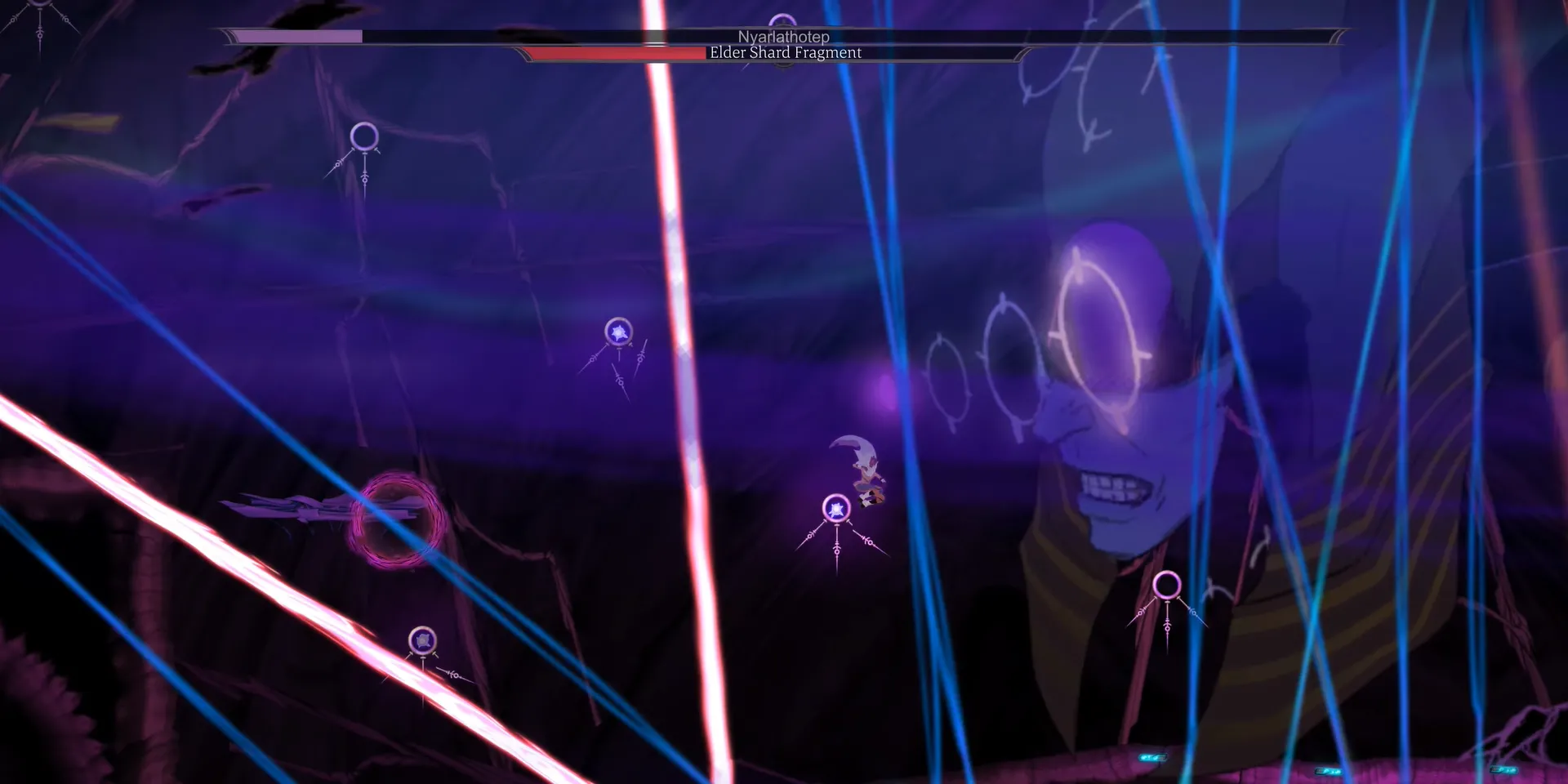 Nyarlathotep và The Shining Trapezohedron trong Sundered, một trận đấu trùm bullet hell đầy thử thách