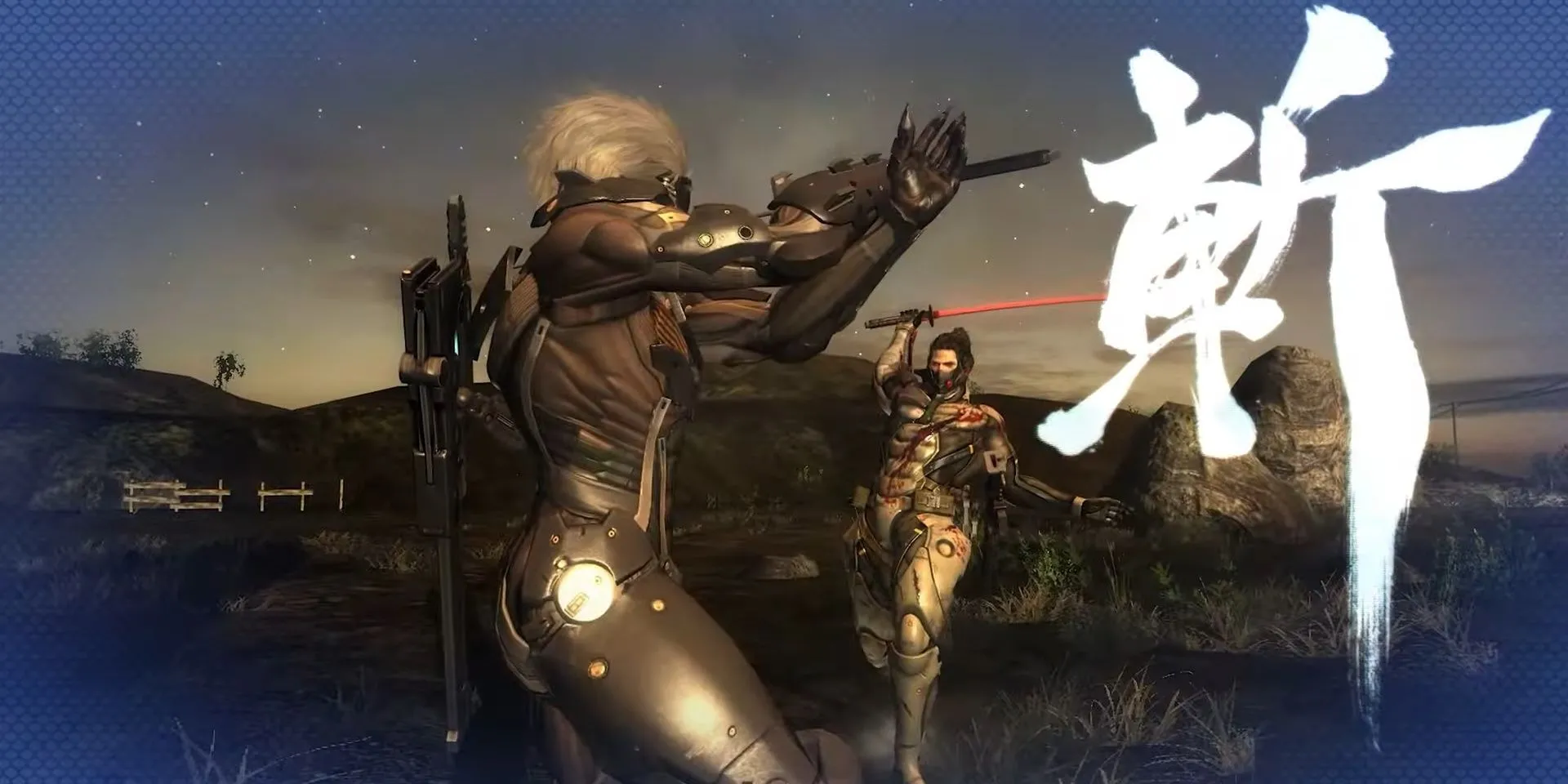 Raiden chuẩn bị chém Sam trong Metal Gear Rising Revengeance bằng Blade Mode QTE