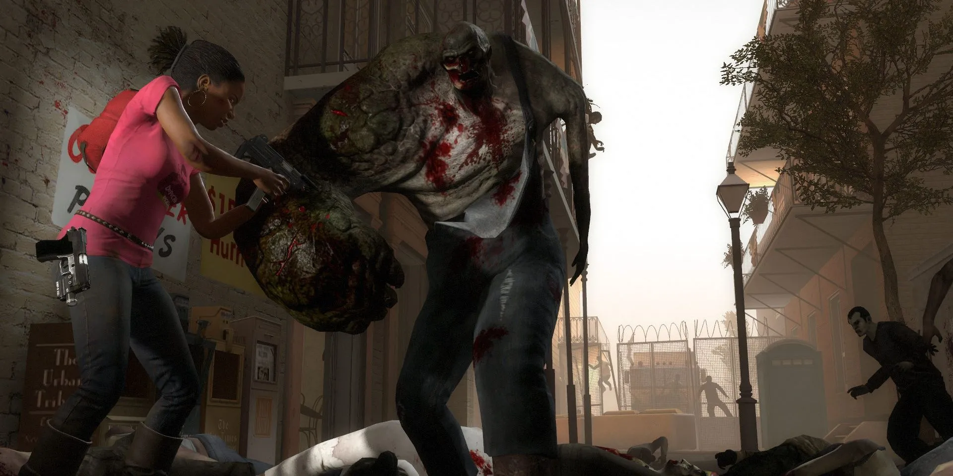 Rochelle đối đầu với một Charger trong Left 4 Dead 2