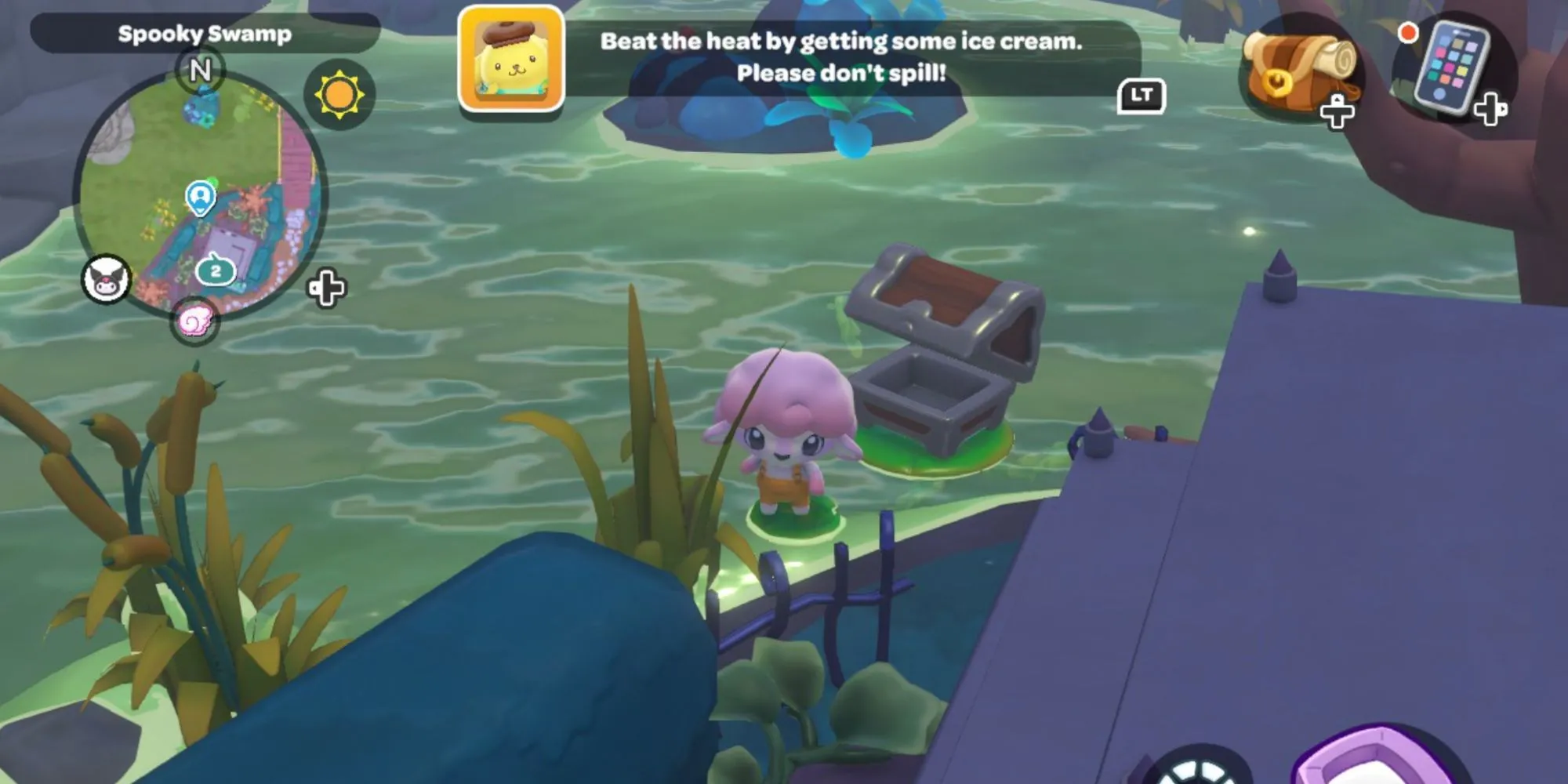 Rương chứa công thức Jack-O-Lantern trong Spooky Swamp của Hello Kitty Island Adventure