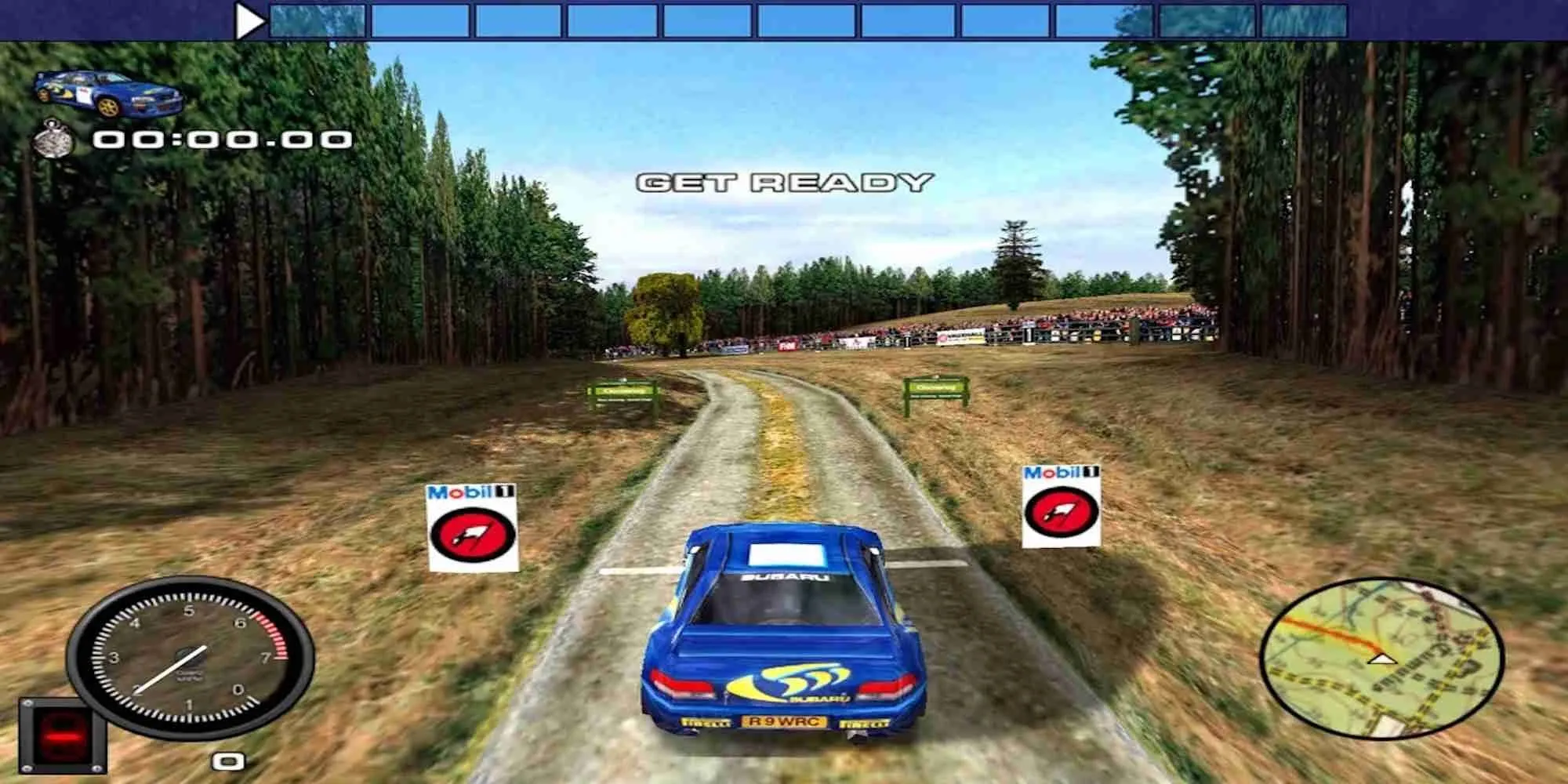 Screenshot game Mobil 1 Rally Championship trên PS1 với đồ họa chi tiết và xe đua địa hình