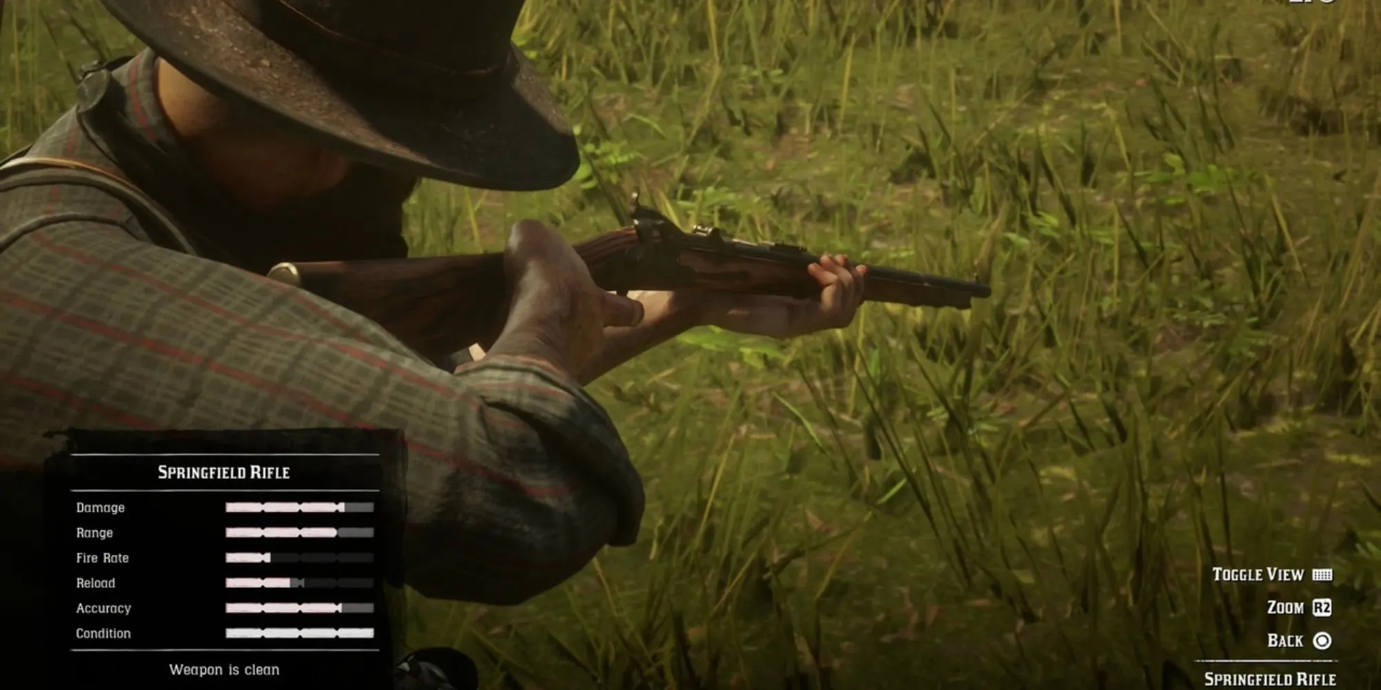 Súng trường Springfield trong Red Dead Redemption 2 Online, một lựa chọn vũ khí tầm xa mạnh mẽ.