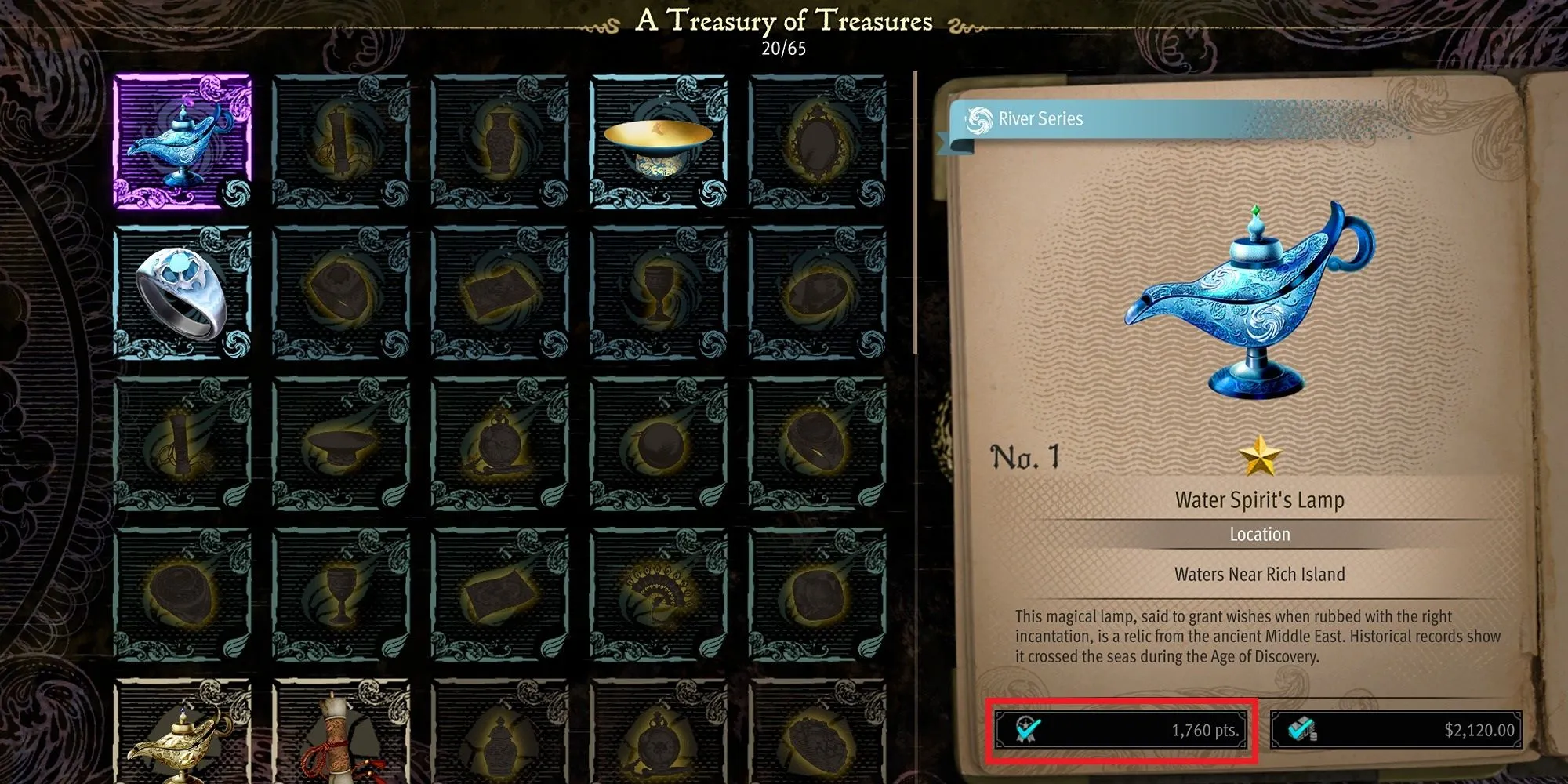 Tab Kho Báu trên màn hình menu trong Like A Dragon Pirate Yakuza In Hawaii