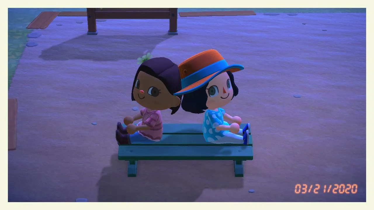 Tác giả bài viết cùng bạn thân trong game Animal Crossing New Horizons