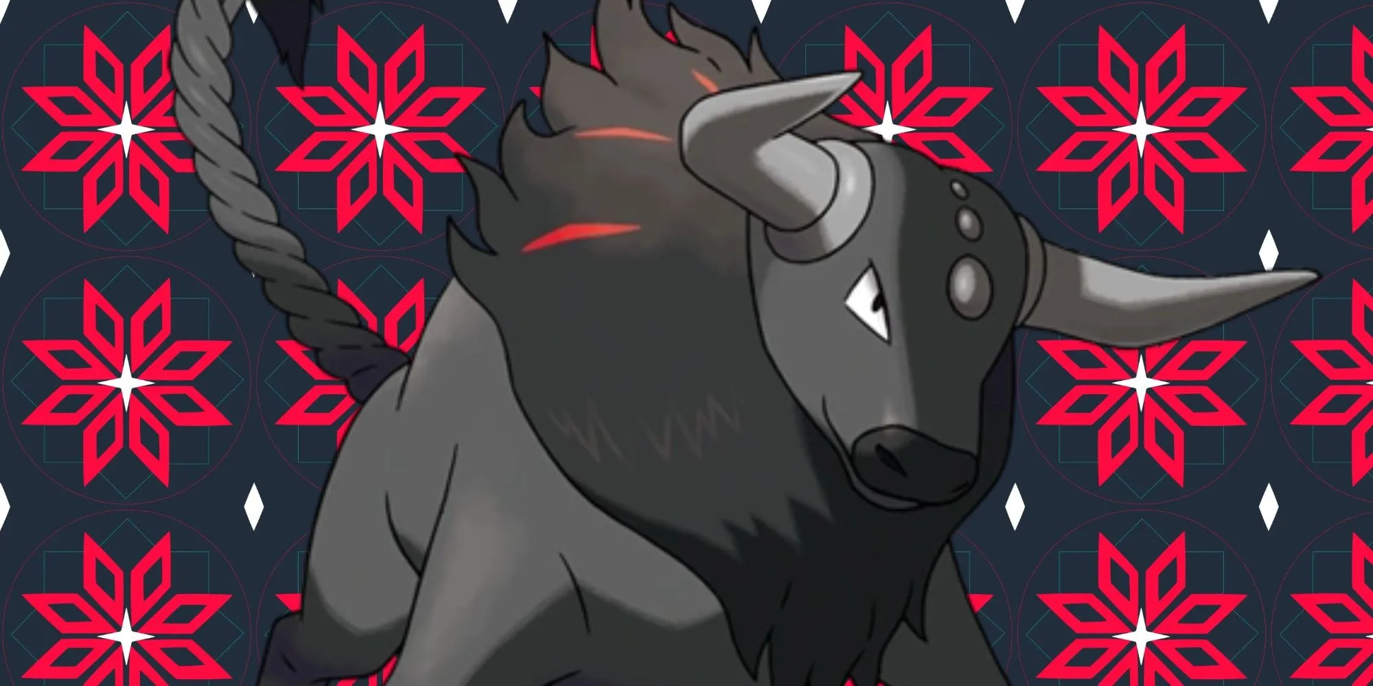 Tauros Paldea hệ Lửa (Blaze Breed) với bờm và đuôi rực lửa
