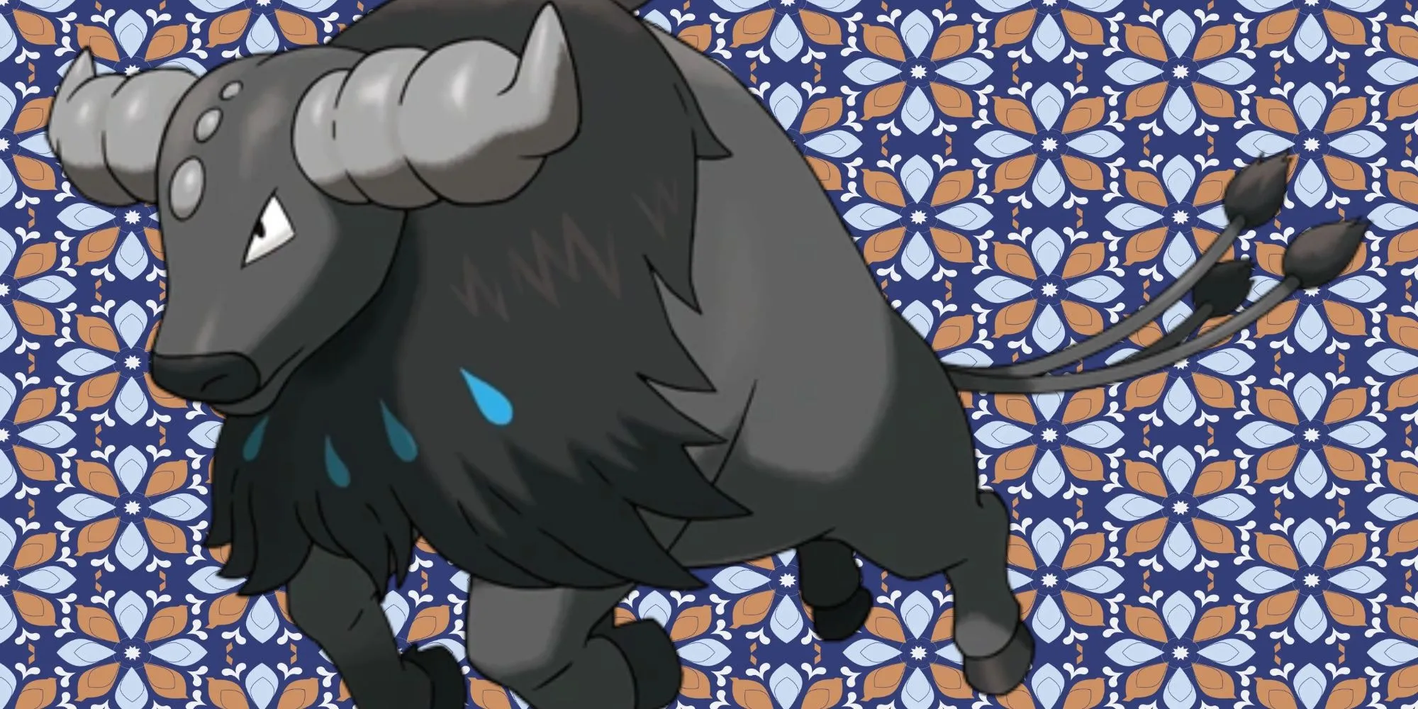 Tauros Paldea hệ Nước (Aqua Breed) với sừng xanh dương