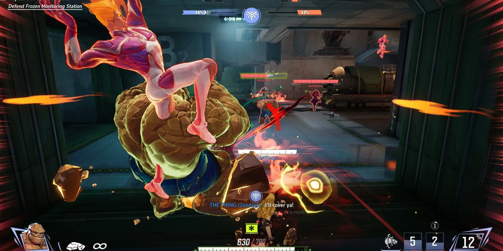 The Thing sử dụng Embattled Leap hỗ trợ đồng đội