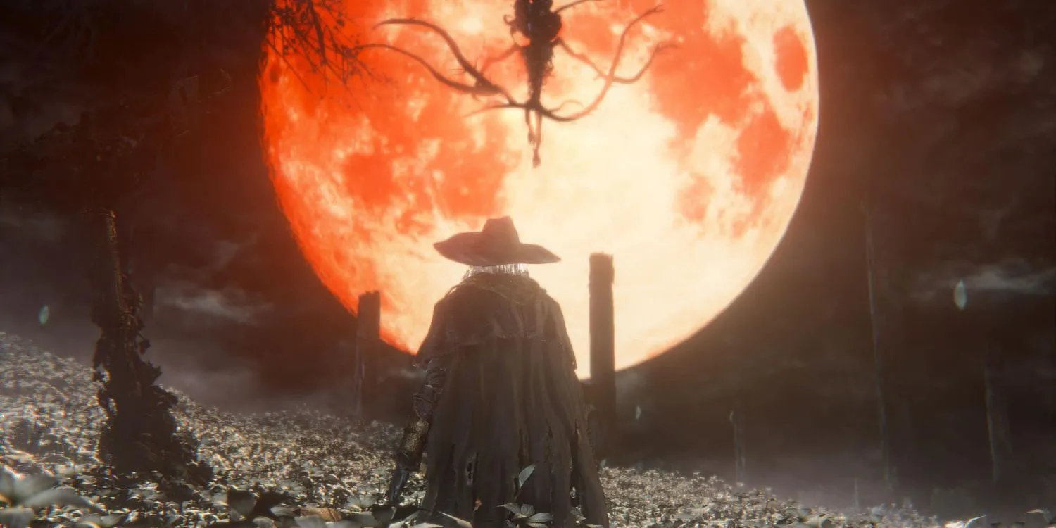 Thợ săn đối mặt quái vật trong Bloodborne