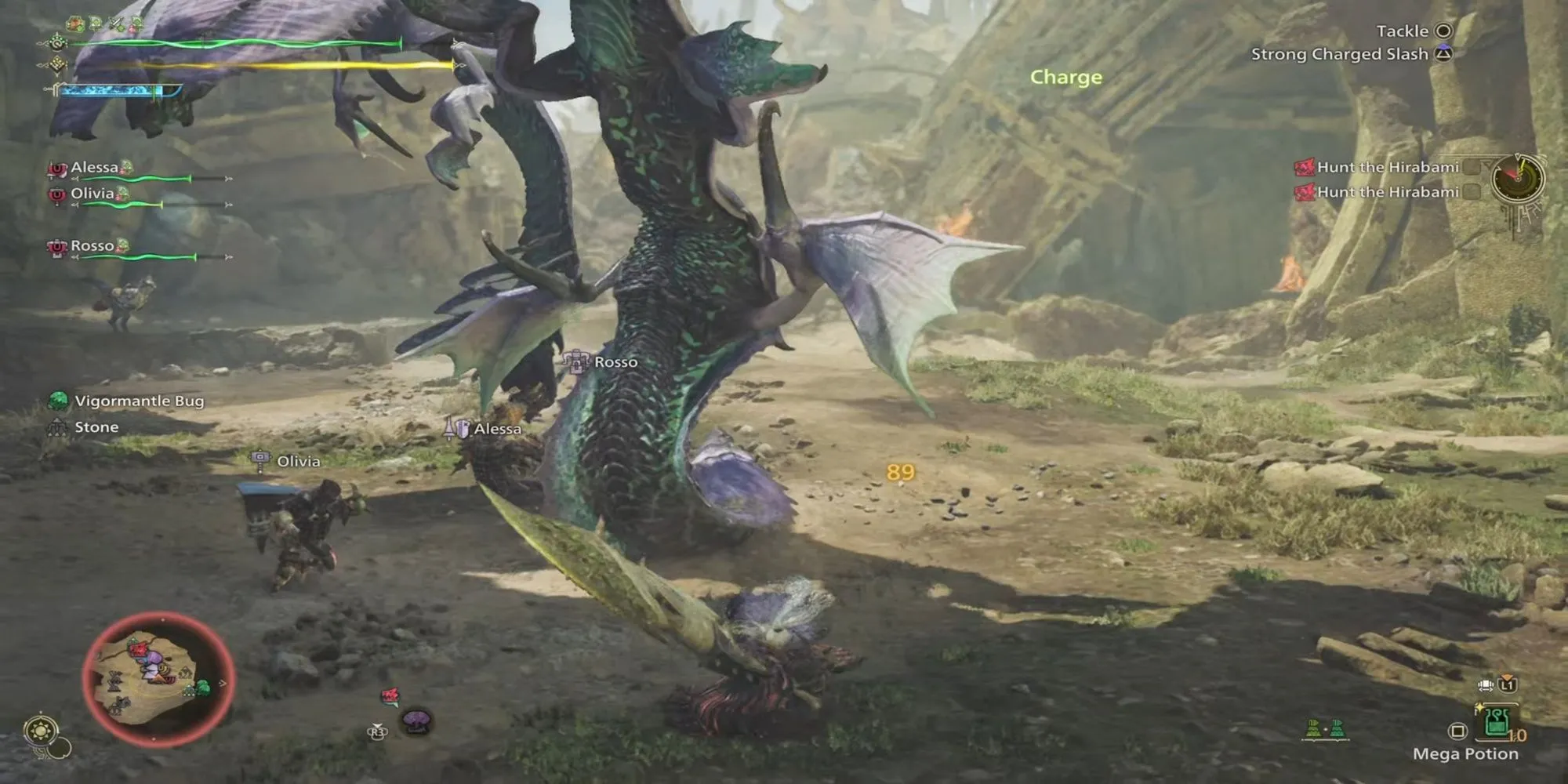 Thợ săn trong Monster Hunter Wilds hợp tác chiến đấu với quái vật lớn