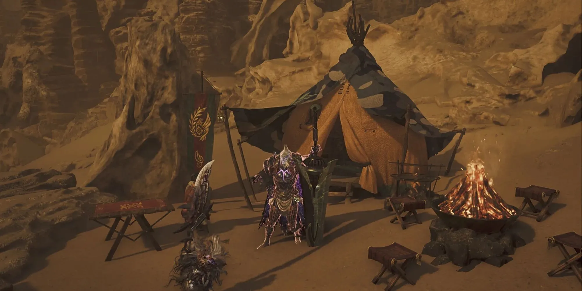 Trại dã chiến (Pop-up Camp) trong Monster Hunter Wilds, điểm dừng chân tiện lợi gần các khu vực săn bắn và câu cá