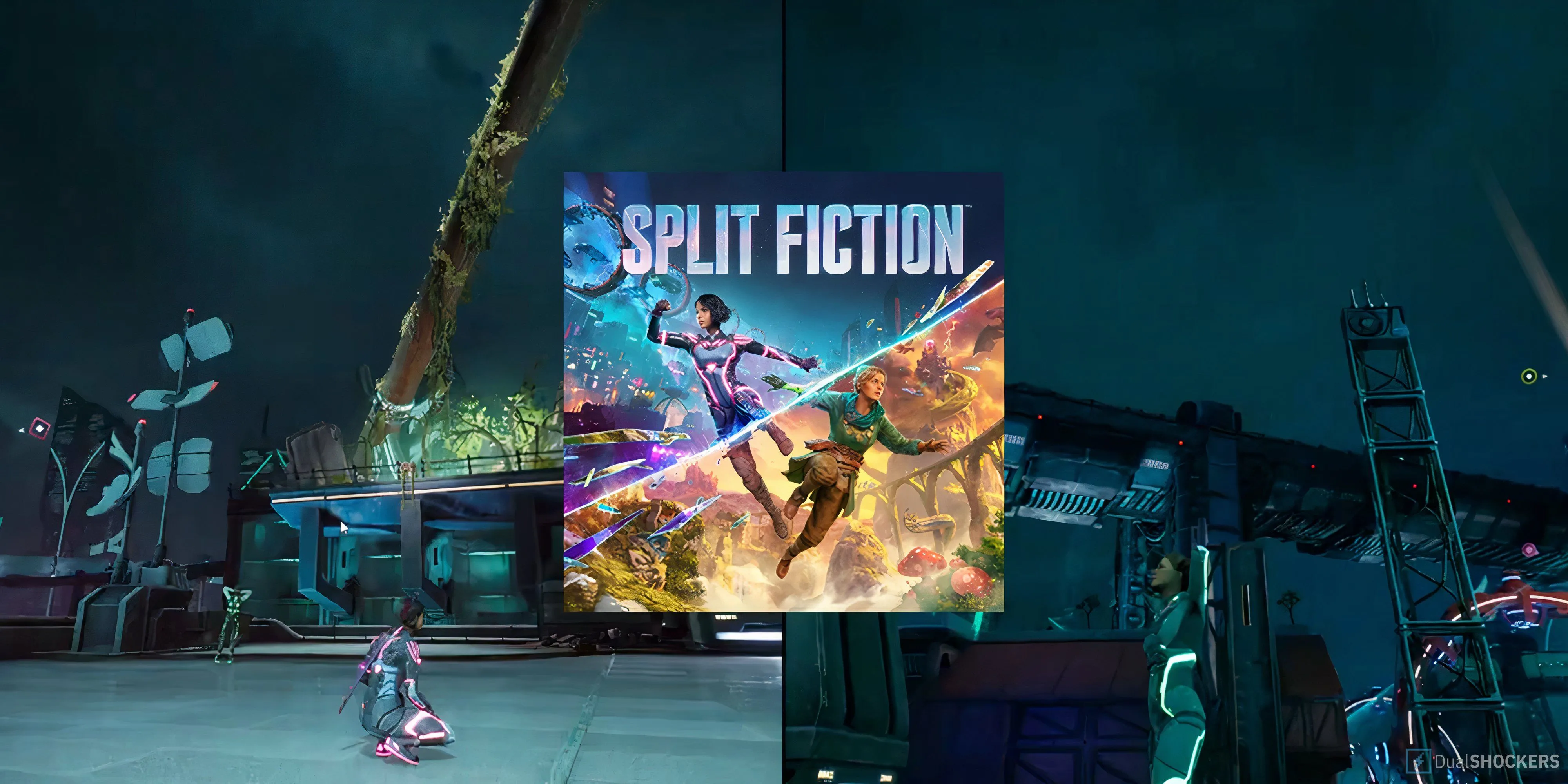 Trải nghiệm co-op chia đôi màn hình trong Split Fiction với Mio và Zoe tại màn Neon Revenge