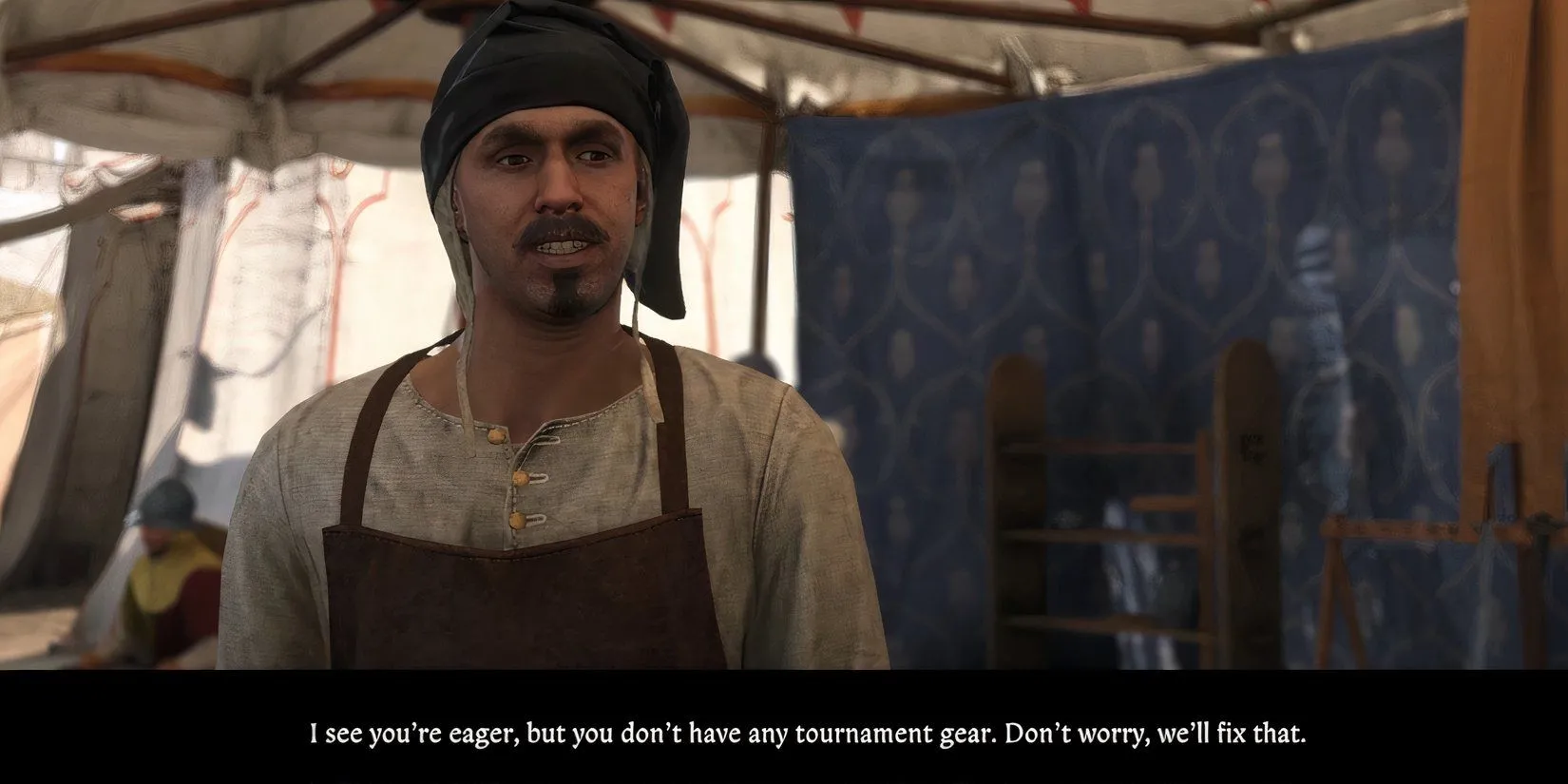 Trao đổi với người quản lý trang bị của giải đấu Kuttenberg trong Kingdom Come Deliverance 2