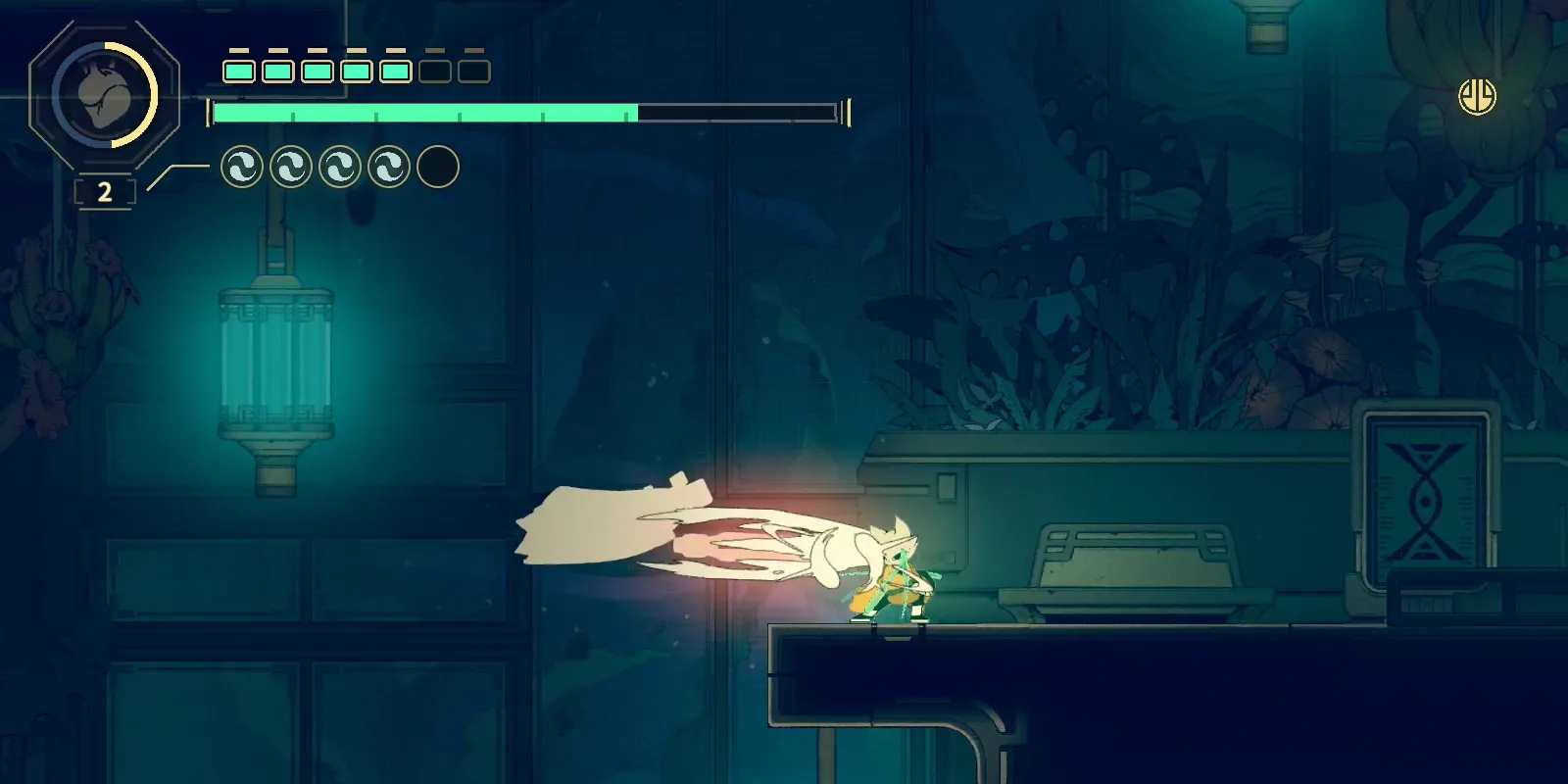 Yi đối mặt với Phoenix Swordsman để farm Jin liên tục tại Tiandao Research Center Root Node trong Nine Sols