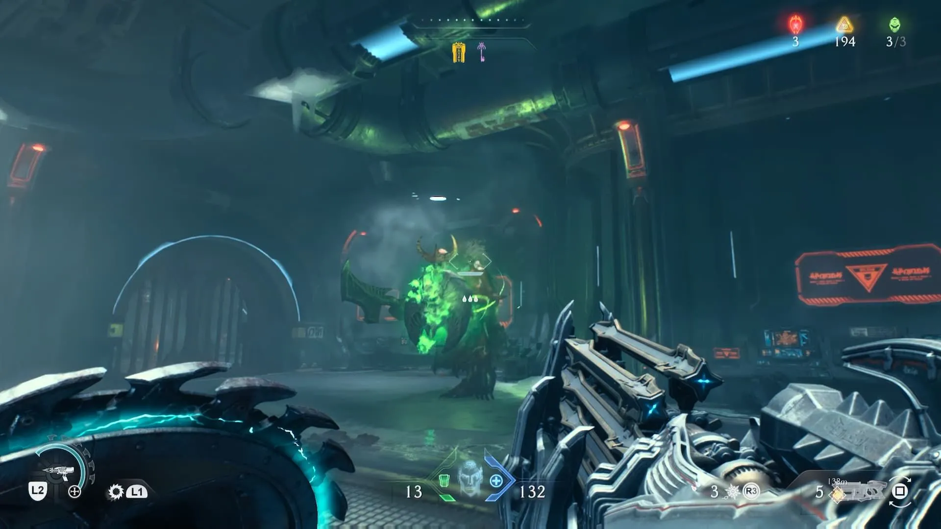 Doom Slayer dùng khiên đỡ đòn trước quỷ trong Doom The Dark Ages, minh họa cơ chế parry