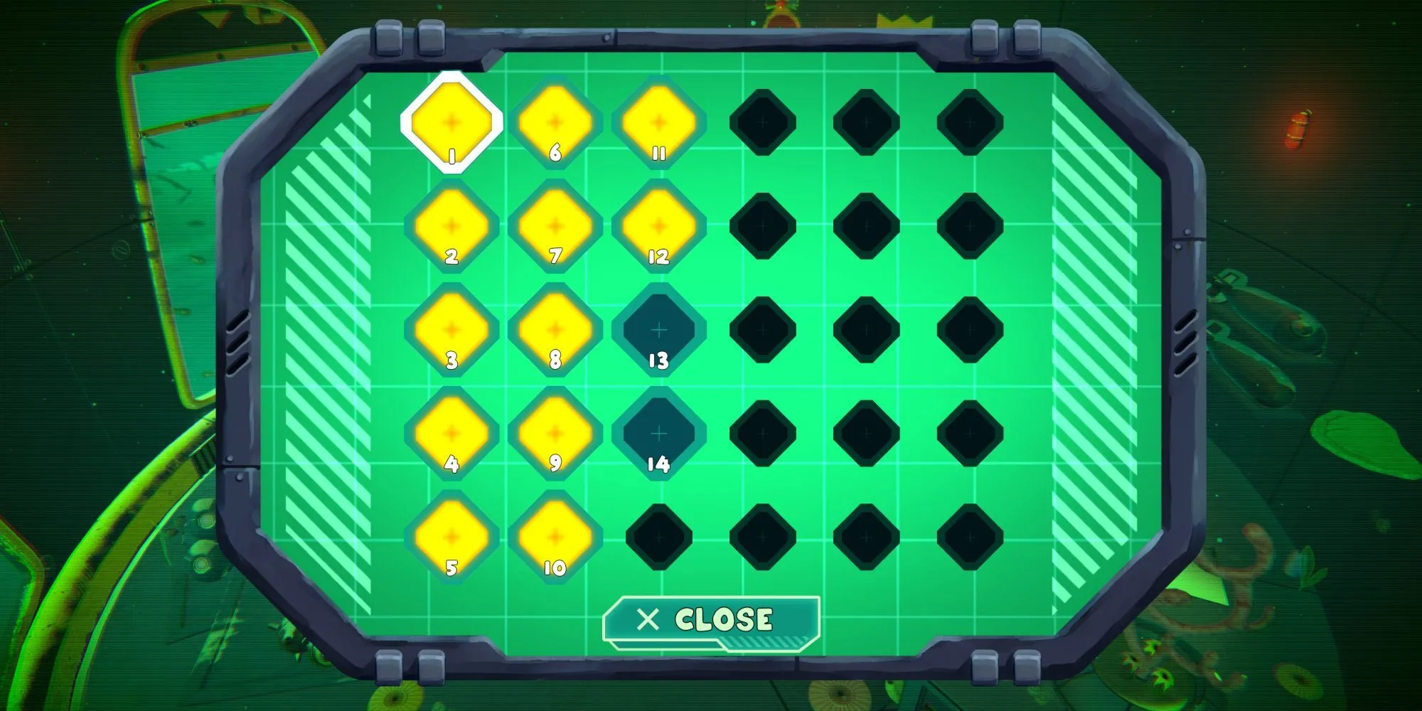 Giao diện chọn màn chơi trong game giải đố Power Sink, hiển thị các cấp độ khác nhau