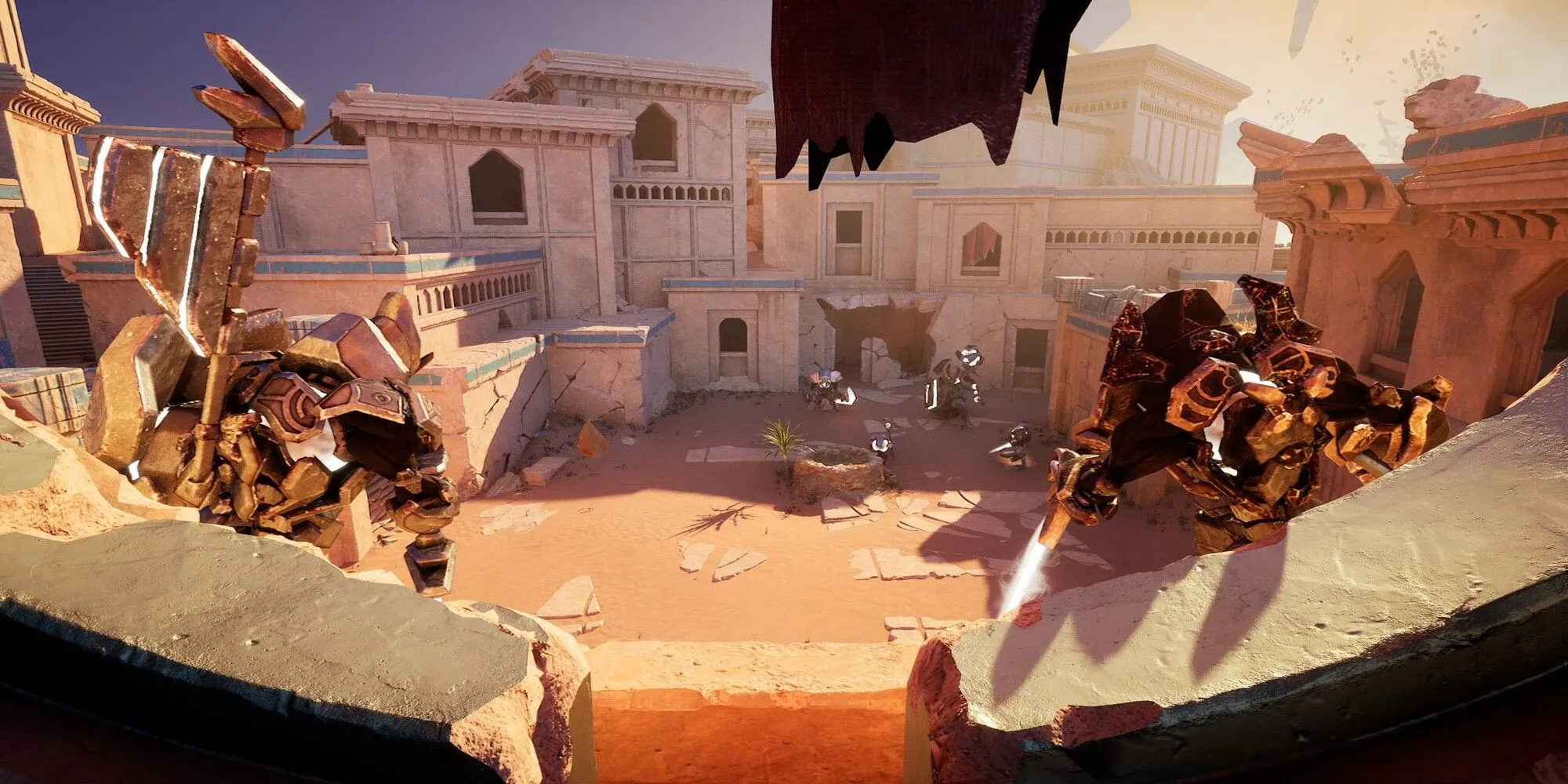Khung cảnh sa mạc trong Quadrant thứ hai của game Empyreal với các automaton