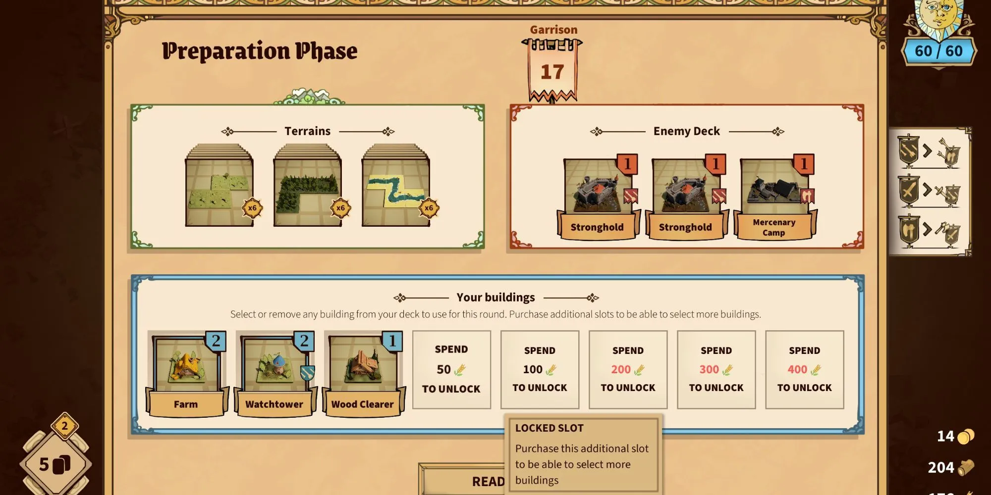 Màn hình chuẩn bị trước khi bắt đầu một lượt chơi mới trong game Drop Duchy