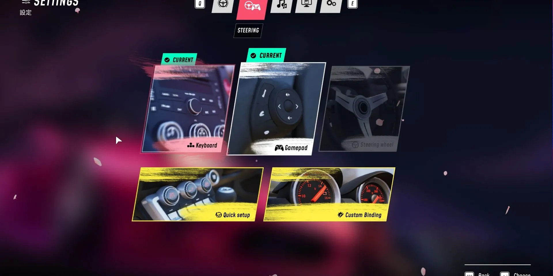 Menu cài đặt điều khiển trong JDM: Japanese Drift Master.