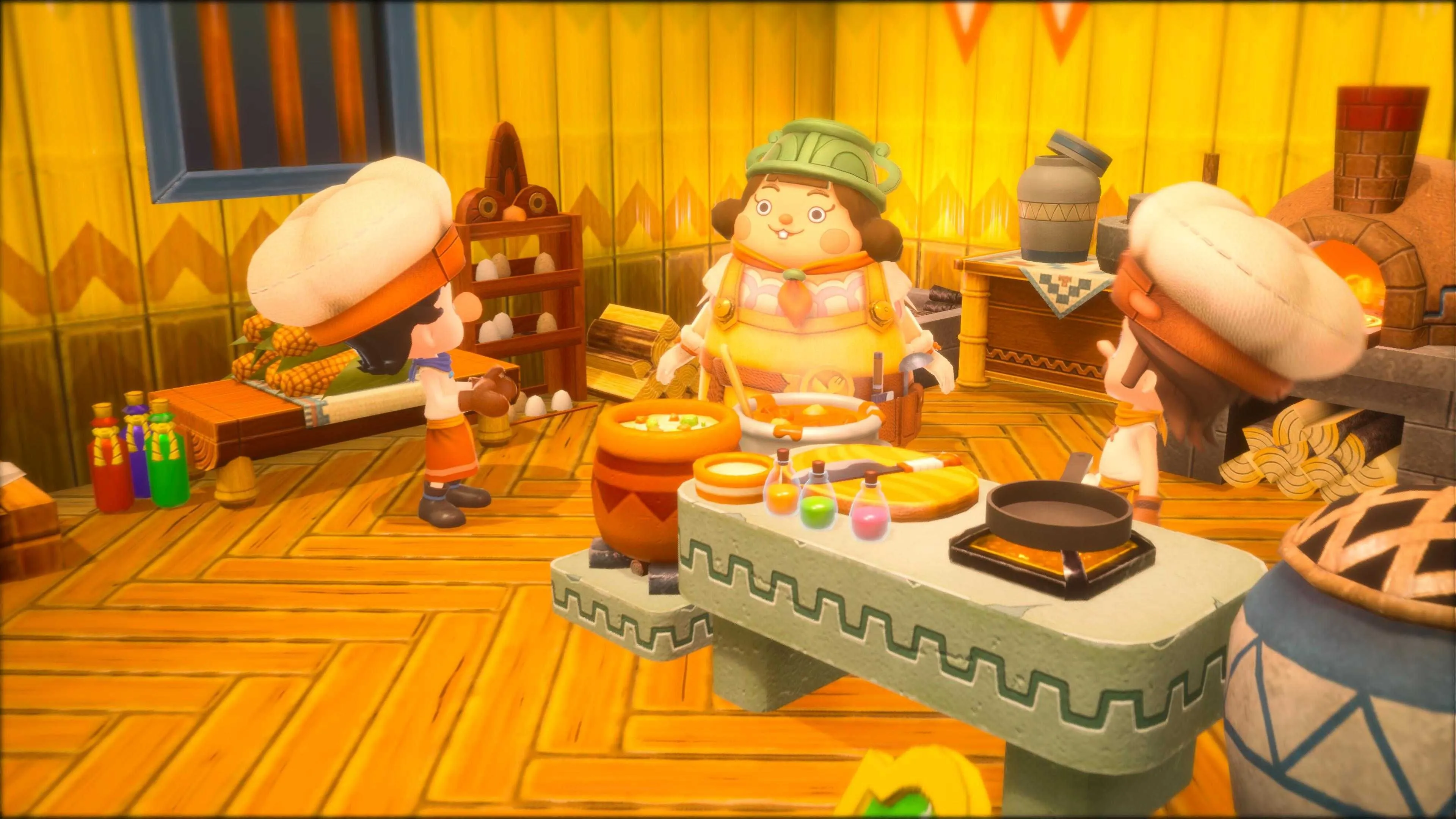 Nhân vật đang thực hiện nghề Đầu bếp (Chef) trong Fantasy Life i
